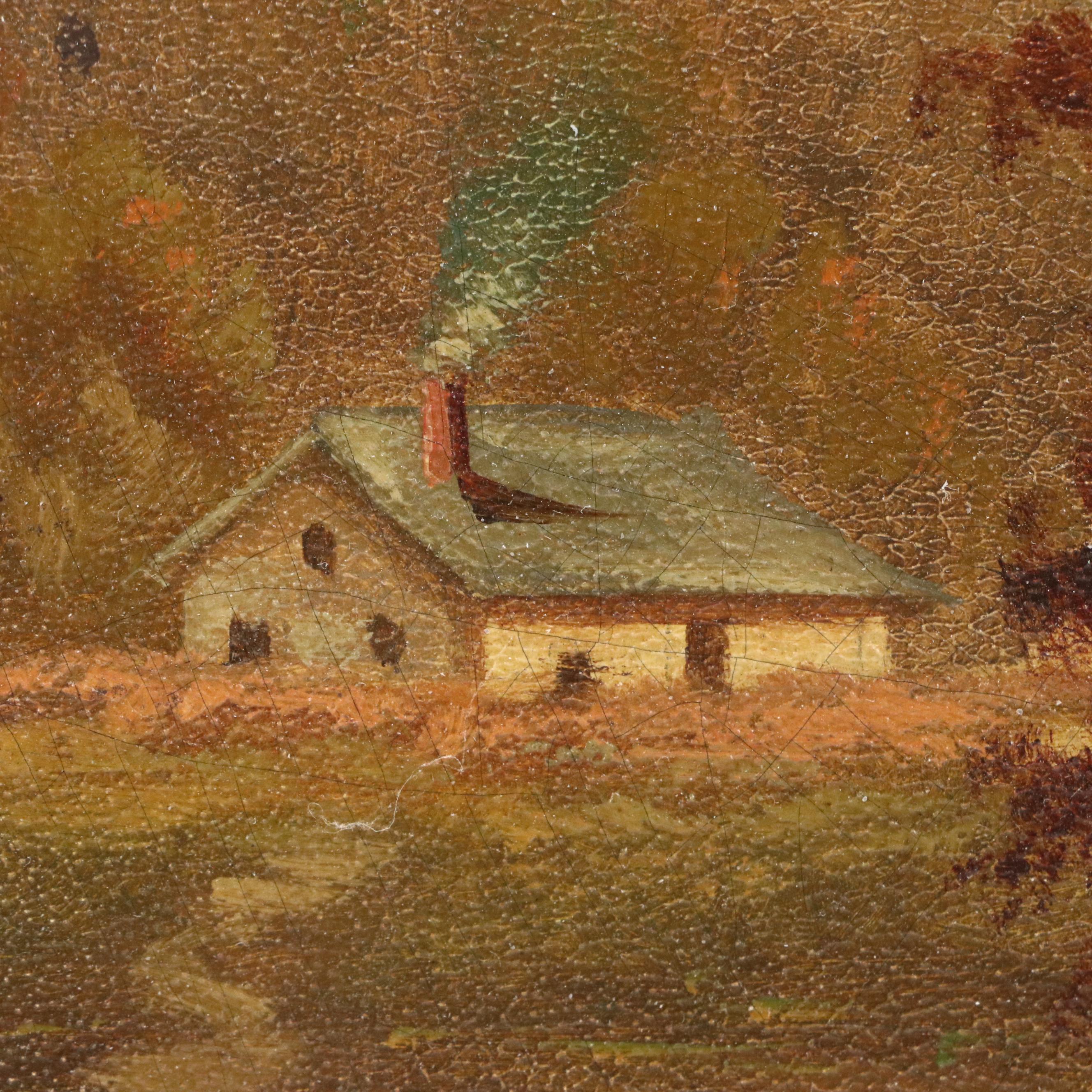 Joseph Engle Rural Landscape Oil Painting with River, Circa Late 19th Century