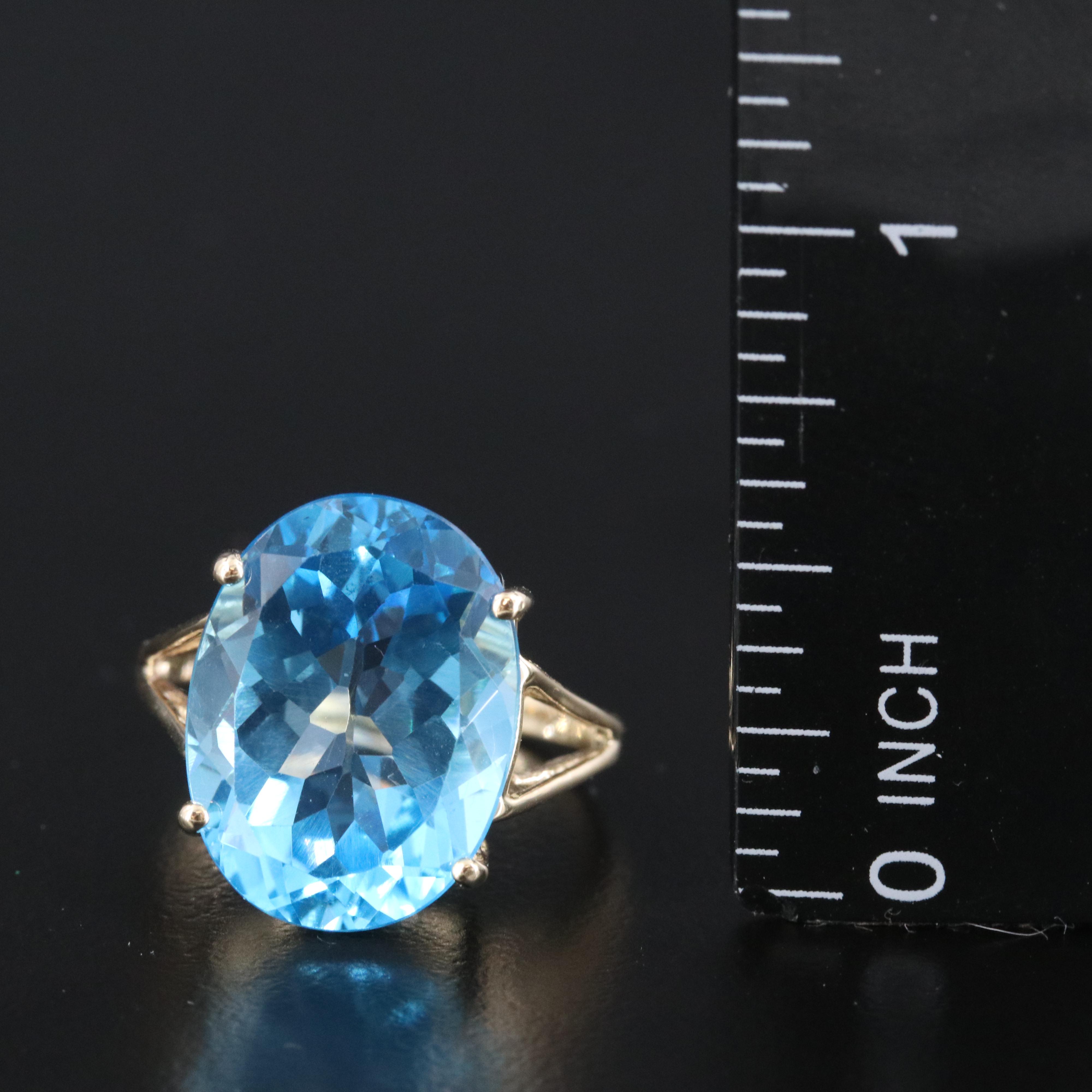 14K 10.33 CT Swiss Blue Topaz Ring