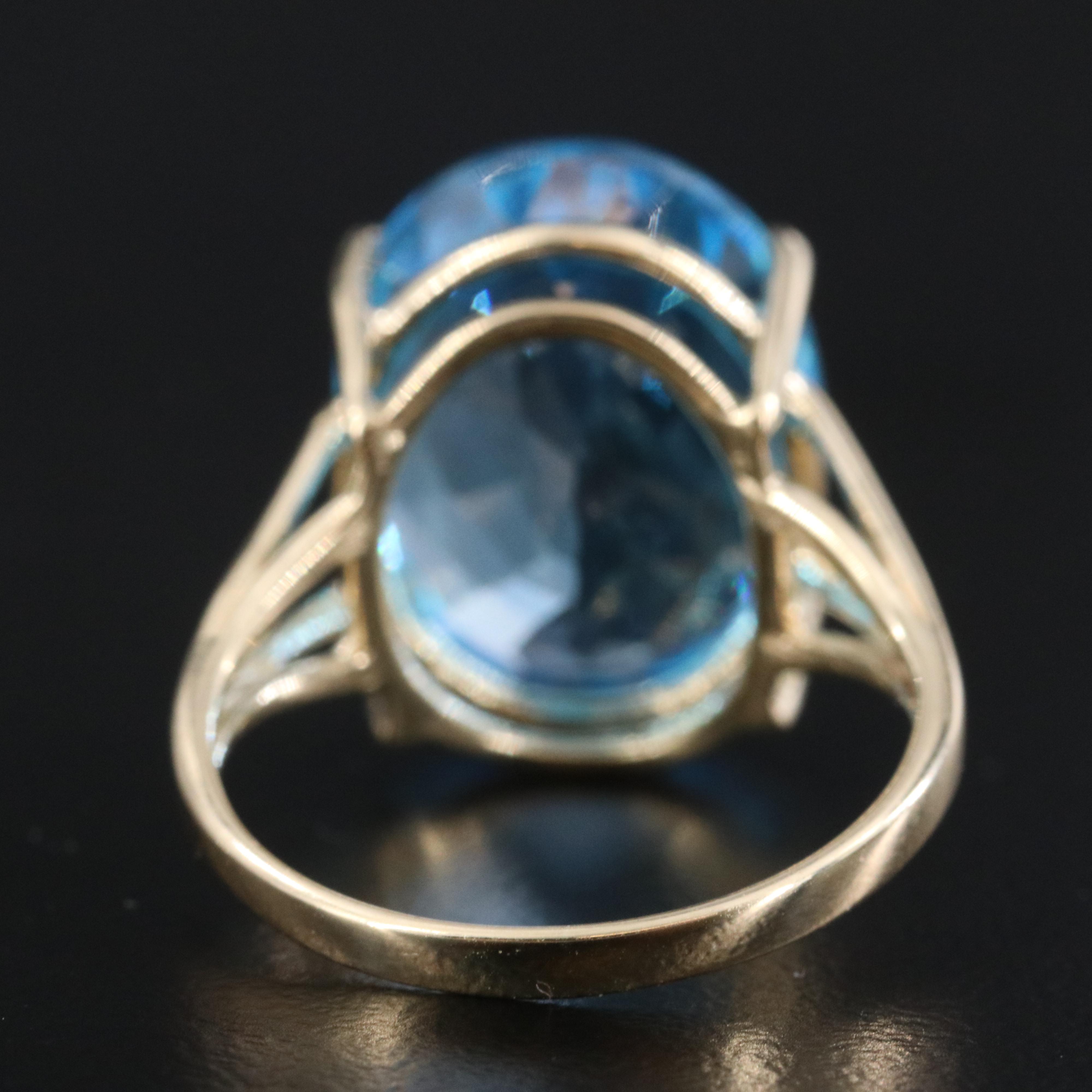 14K 10.33 CT Swiss Blue Topaz Ring