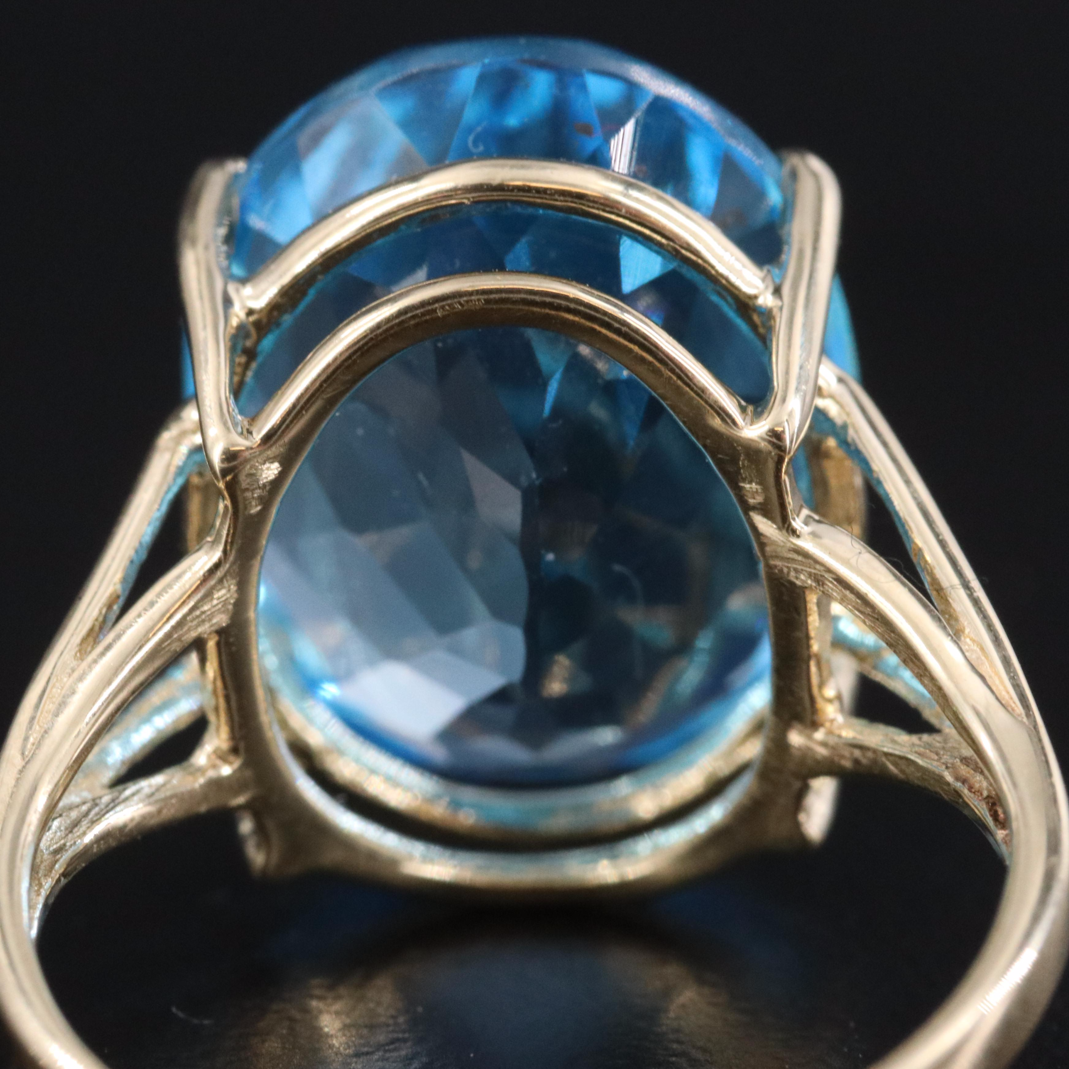 14K 10.33 CT Swiss Blue Topaz Ring
