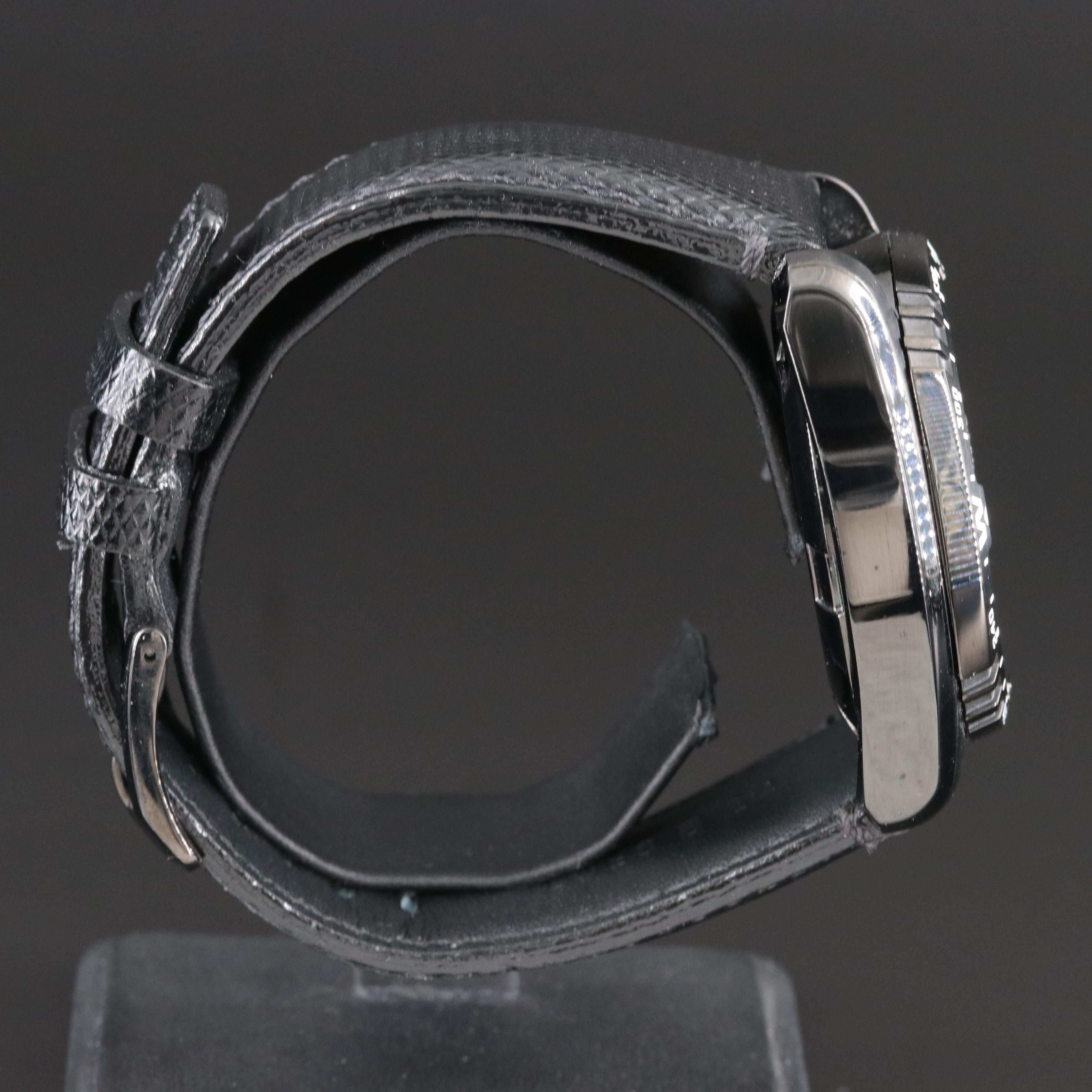 Seiko Kinetic GMT Black Dial Leather Watch