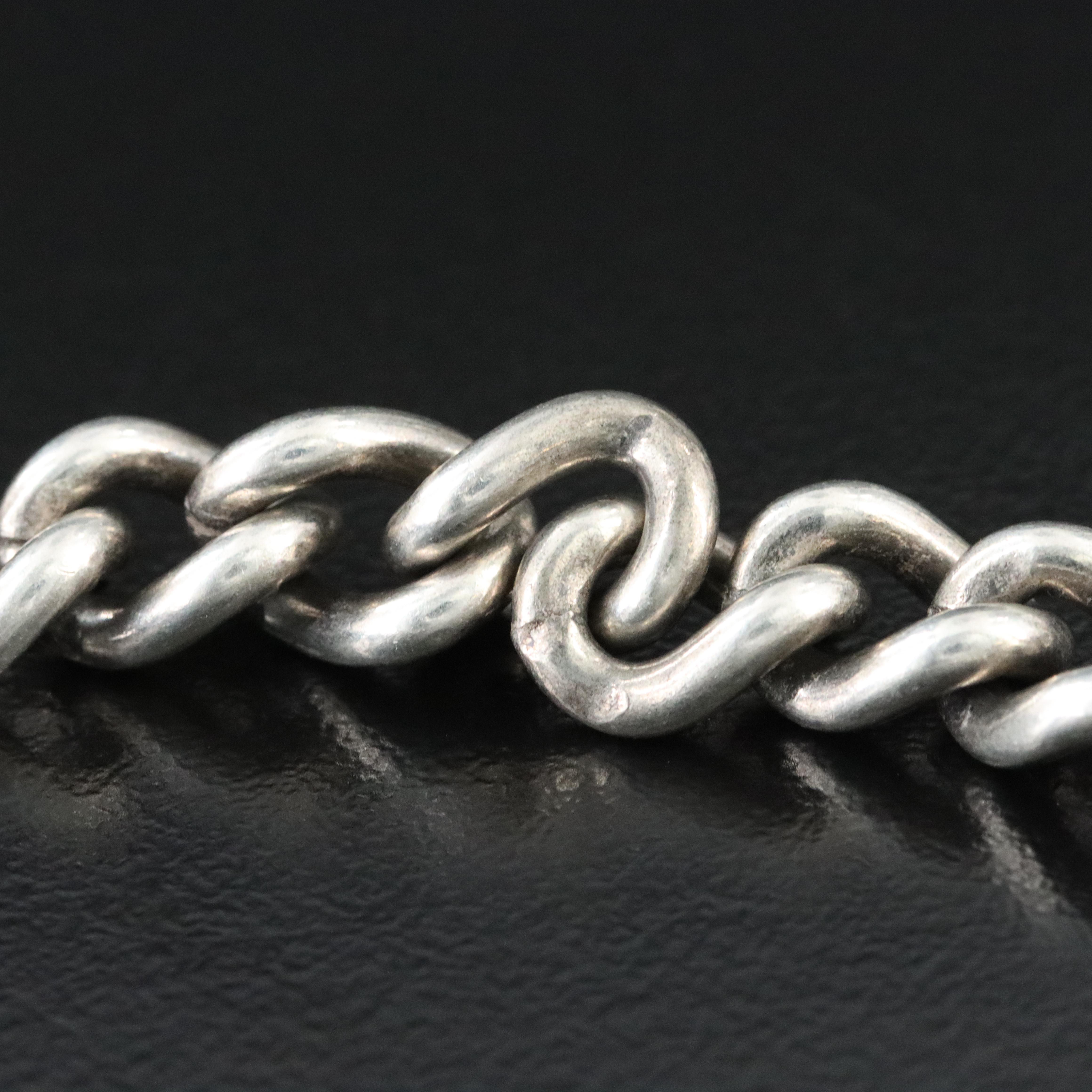 Sterling Curb Chain Bracelet with Diamond Clasp Attributed to Sheryl Lowe