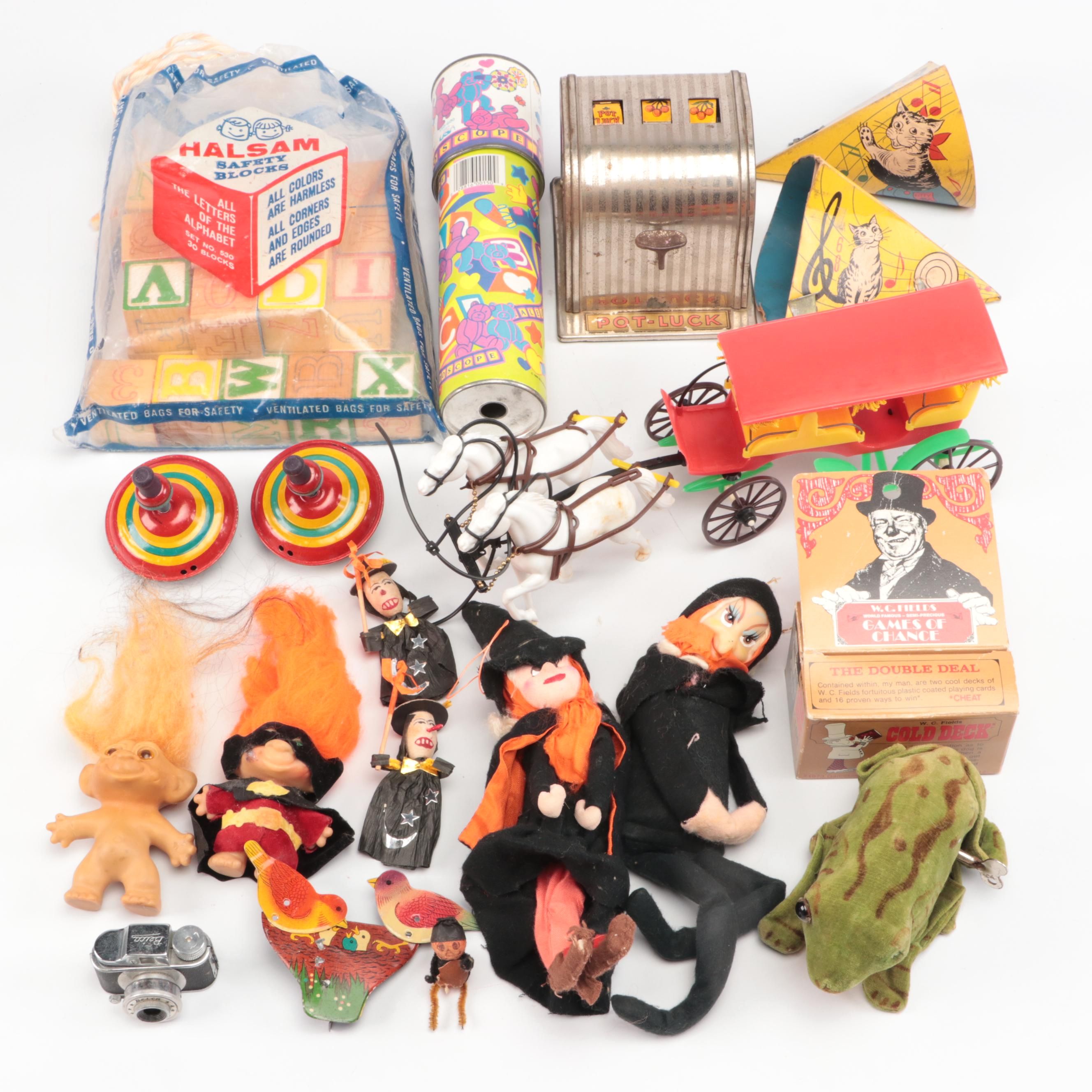 Max Carl Wind-Up Frog and Halsam Safety Blocks with More Vintage Toys