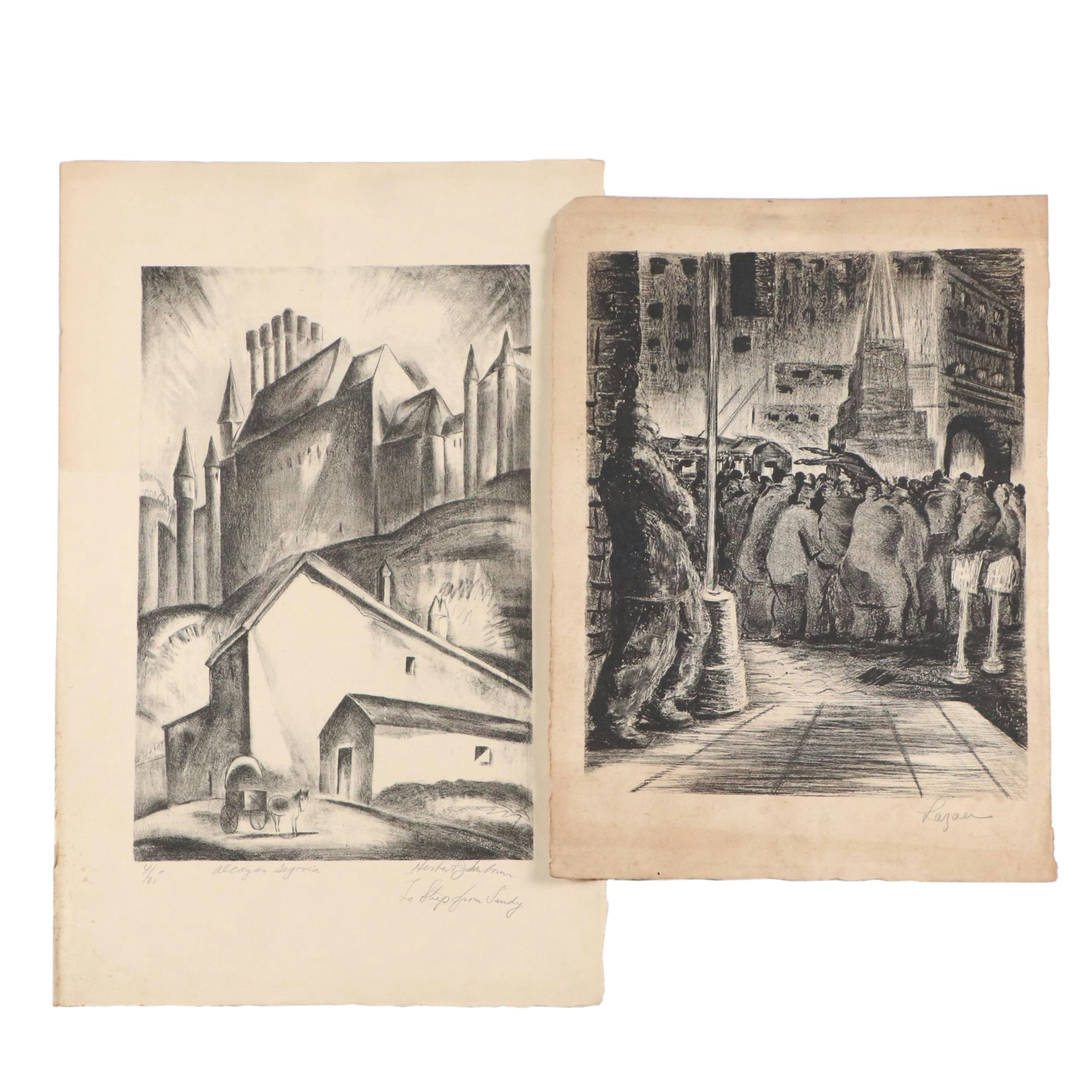 Herbert Sanborn Lithograph "Alacazar Segovia" and Other Lithograph, 20th Century