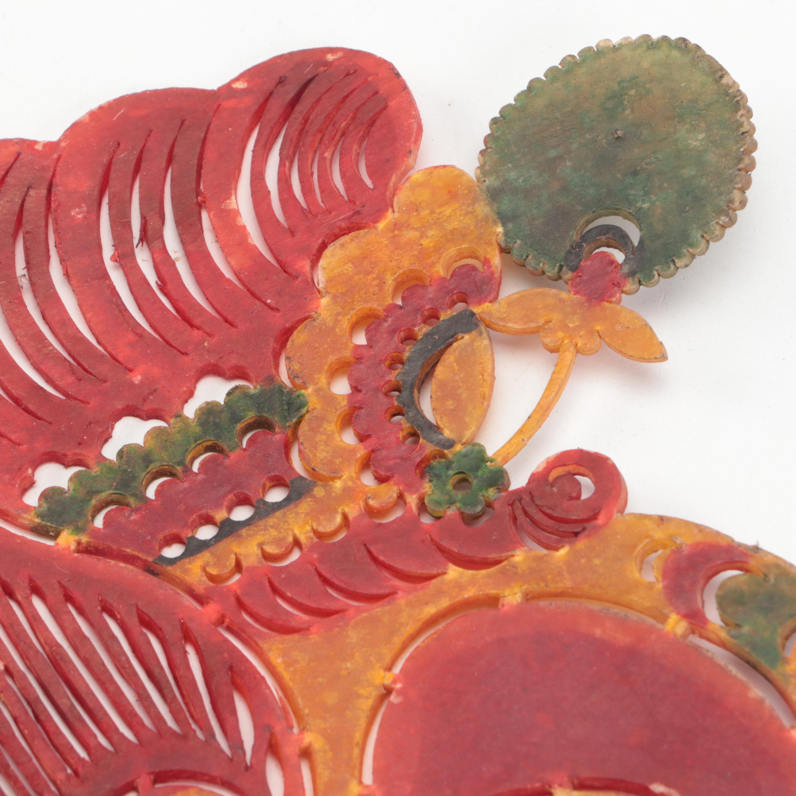 Chinese Demon and Ghoul Painted Vellum Shadow Puppet Heads, Circa 1870