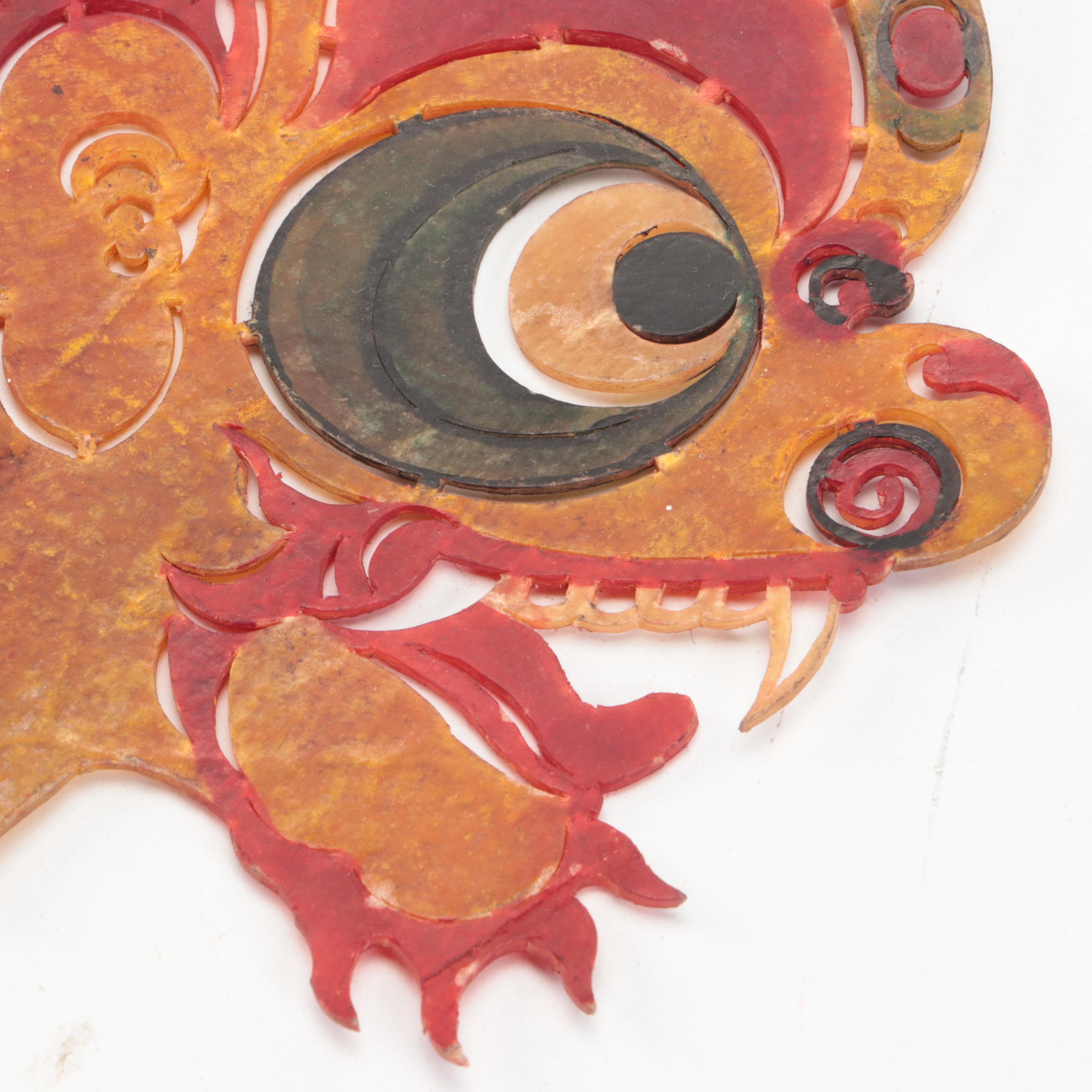 Chinese Demon and Ghoul Painted Vellum Shadow Puppet Heads, Circa 1870