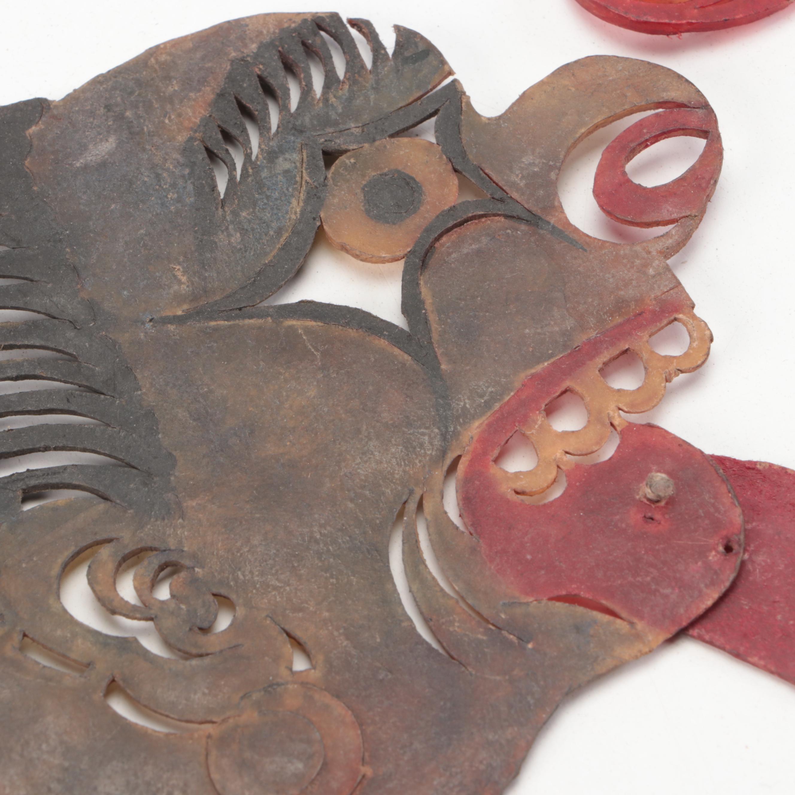 Chinese Demon and Ghoul Painted Vellum Shadow Puppet Heads, Circa 1870