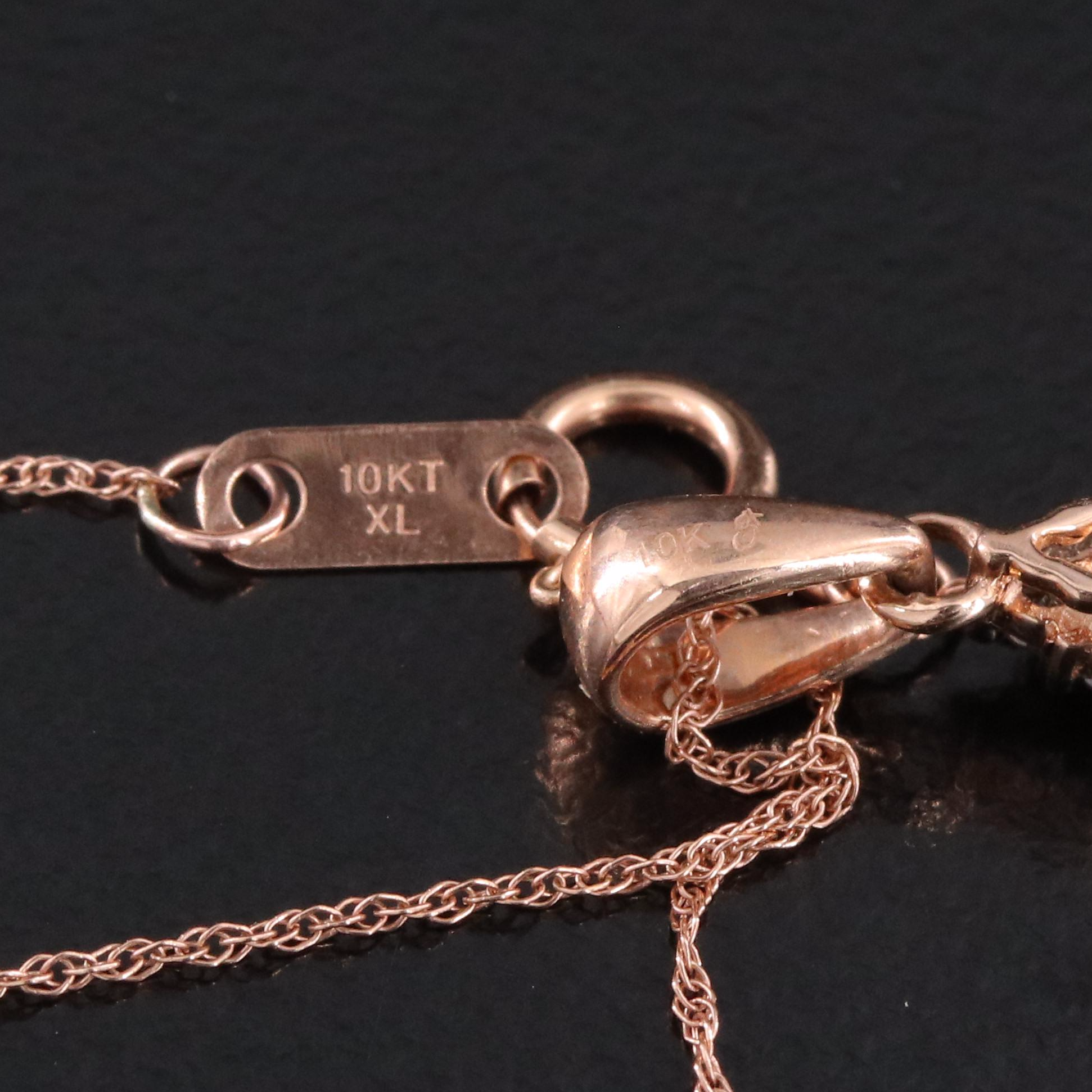 10K 0.47 CTW Diamond Rose Gold Cross Pendant Necklace