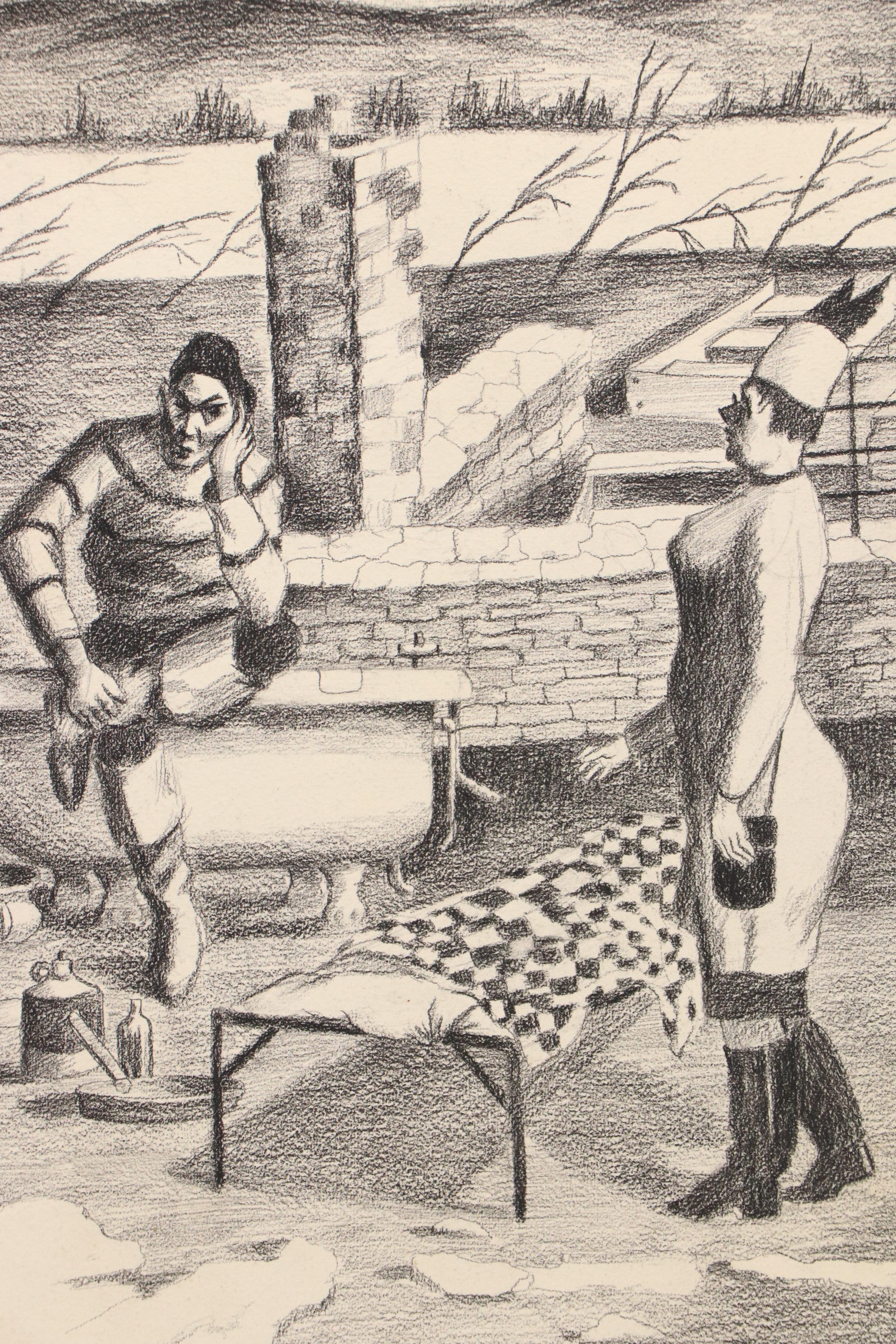 Set of Three Humorous Figurative Drawings, 20th Century