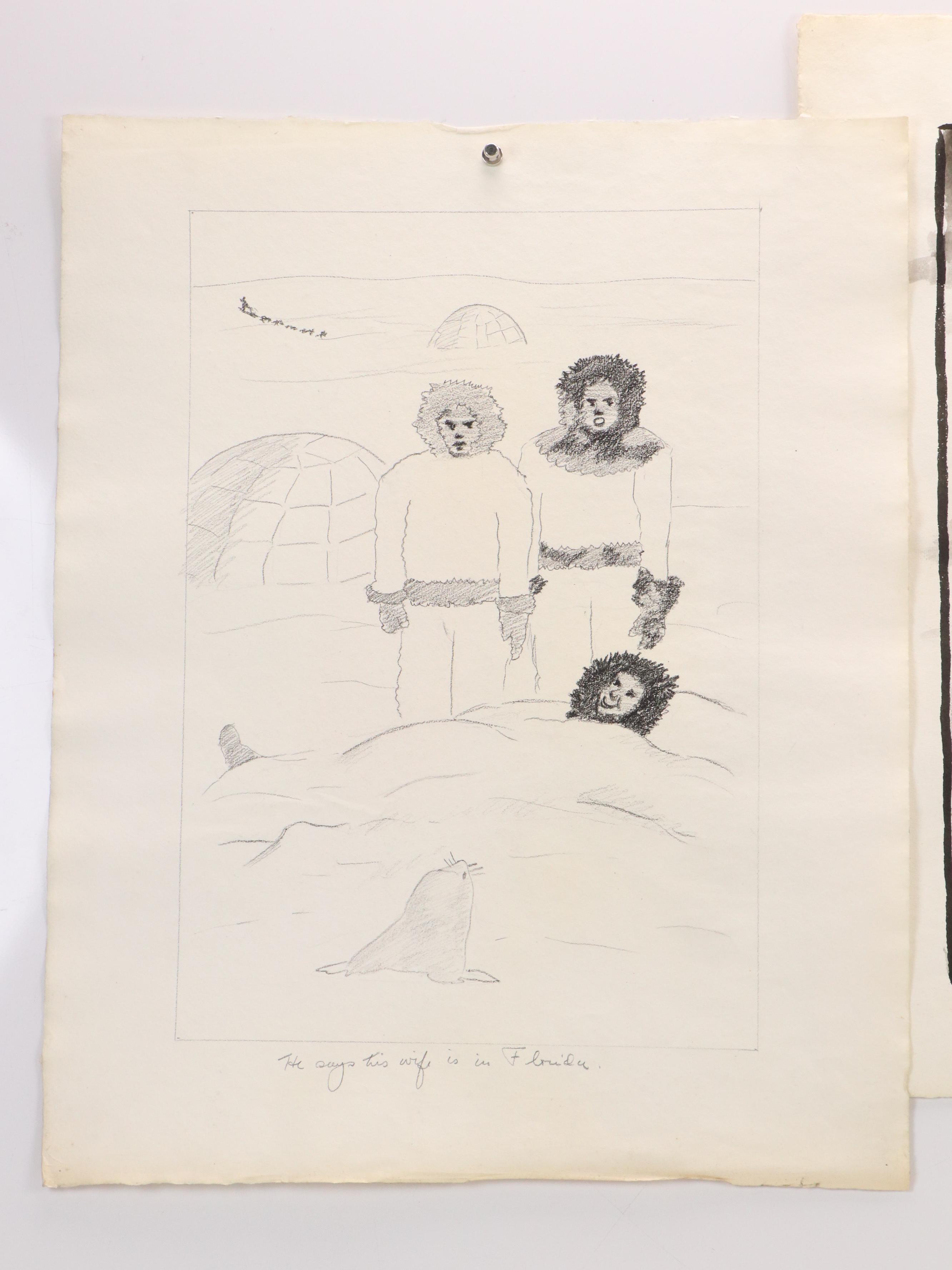 Set of Three Humorous Figurative Drawings, 20th Century