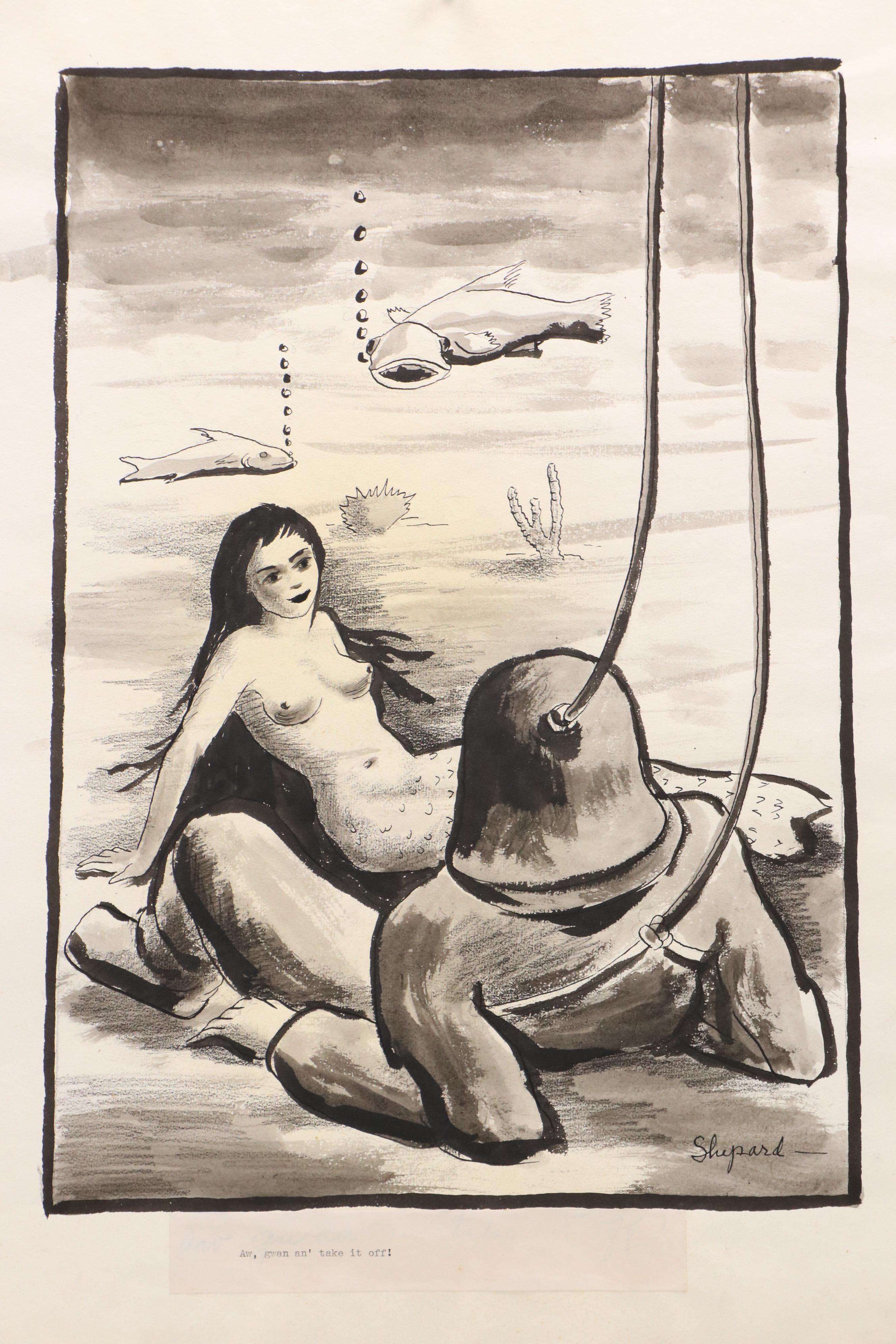 Set of Three Humorous Figurative Drawings, 20th Century