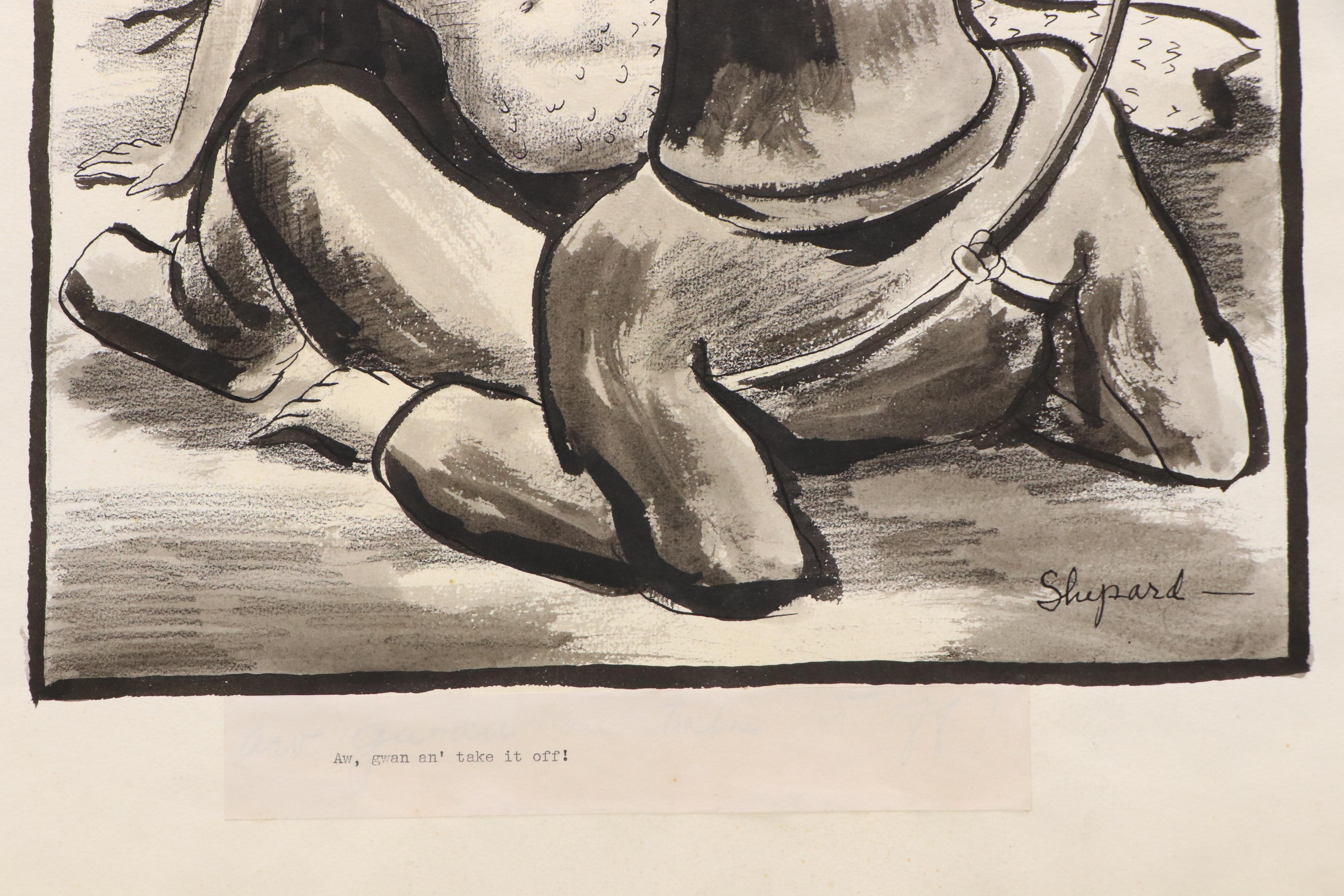 Set of Three Humorous Figurative Drawings, 20th Century