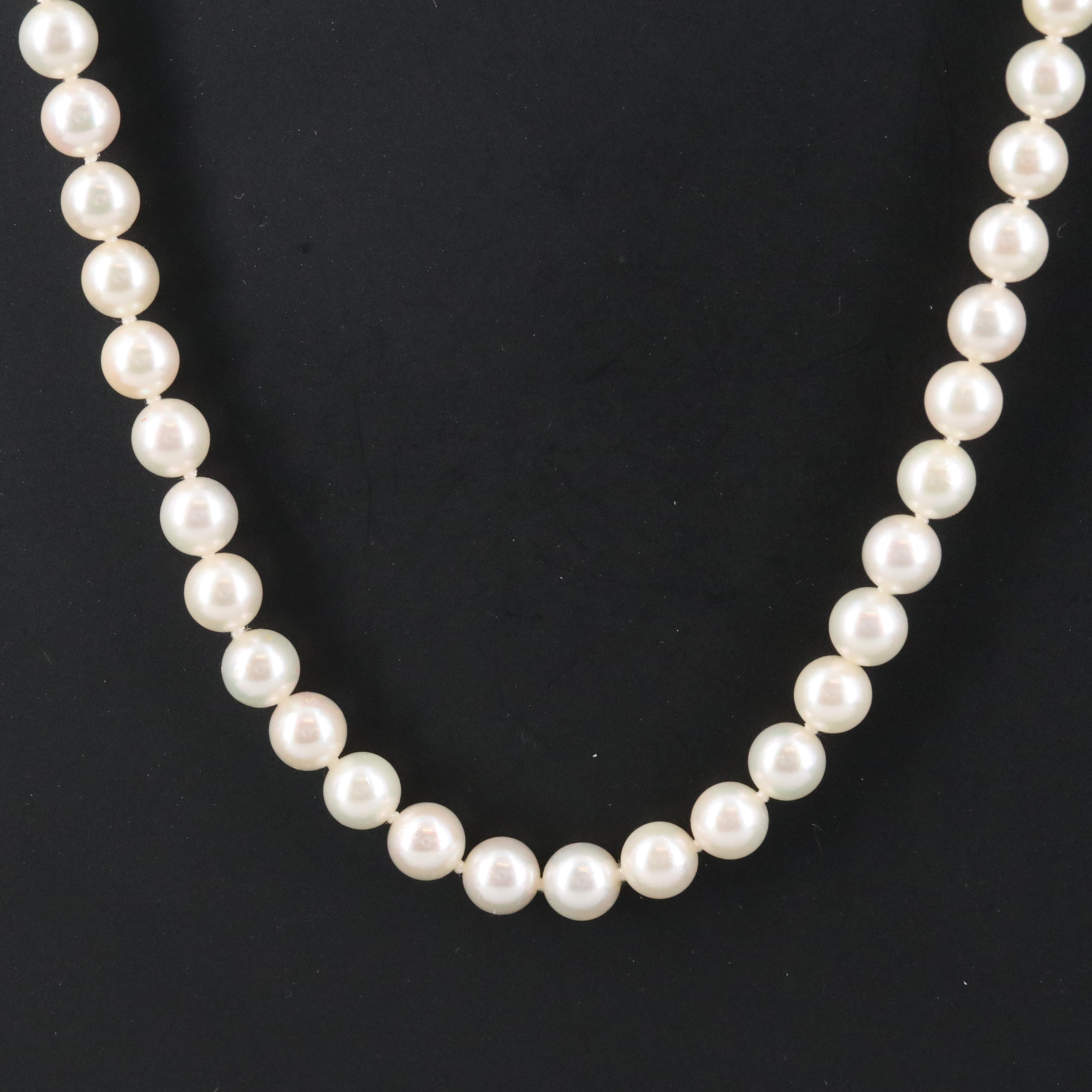 Zales Signature by Mikimoto Pearl Necklace with 14K Diamond Clasp