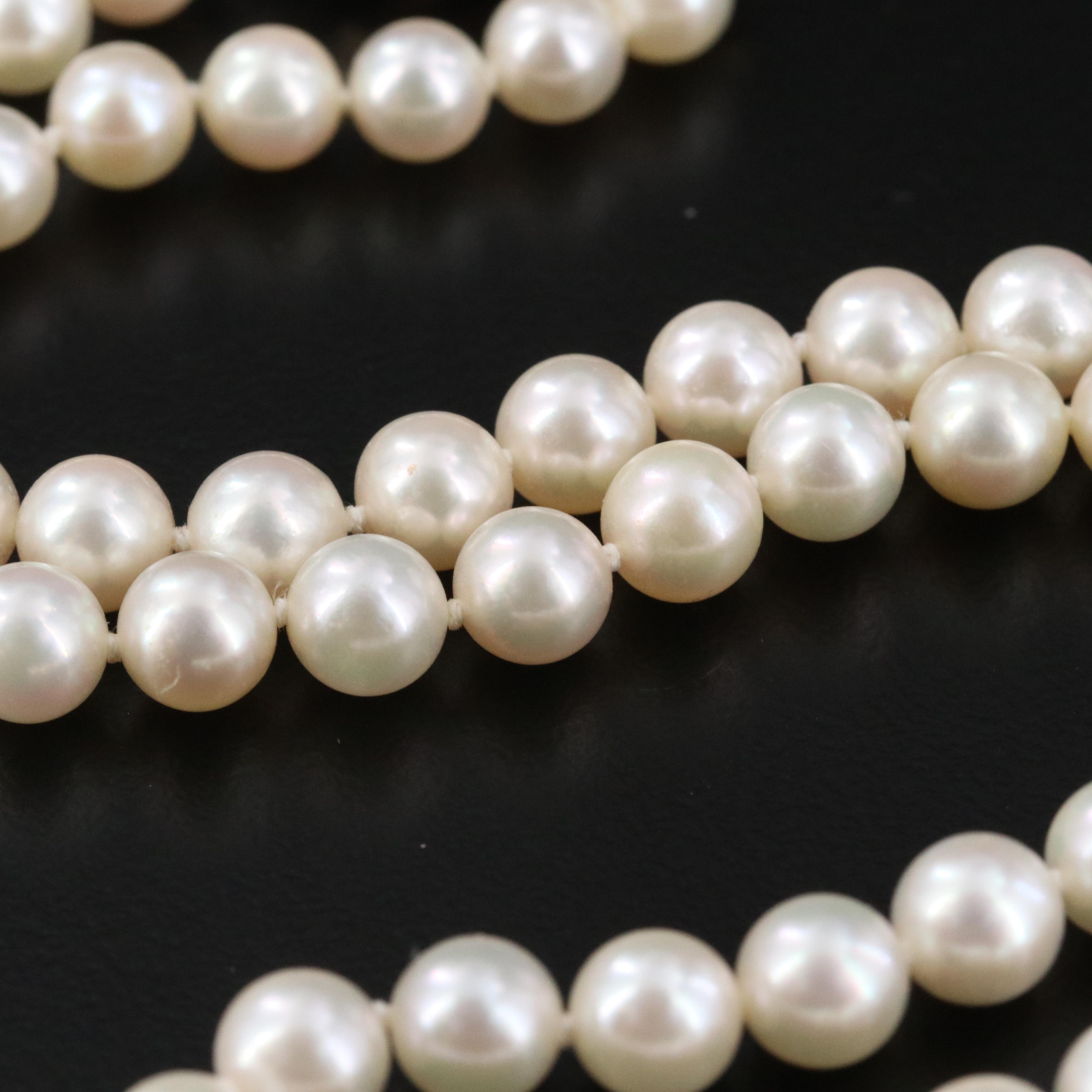 Zales Signature by Mikimoto Pearl Necklace with 14K Diamond Clasp