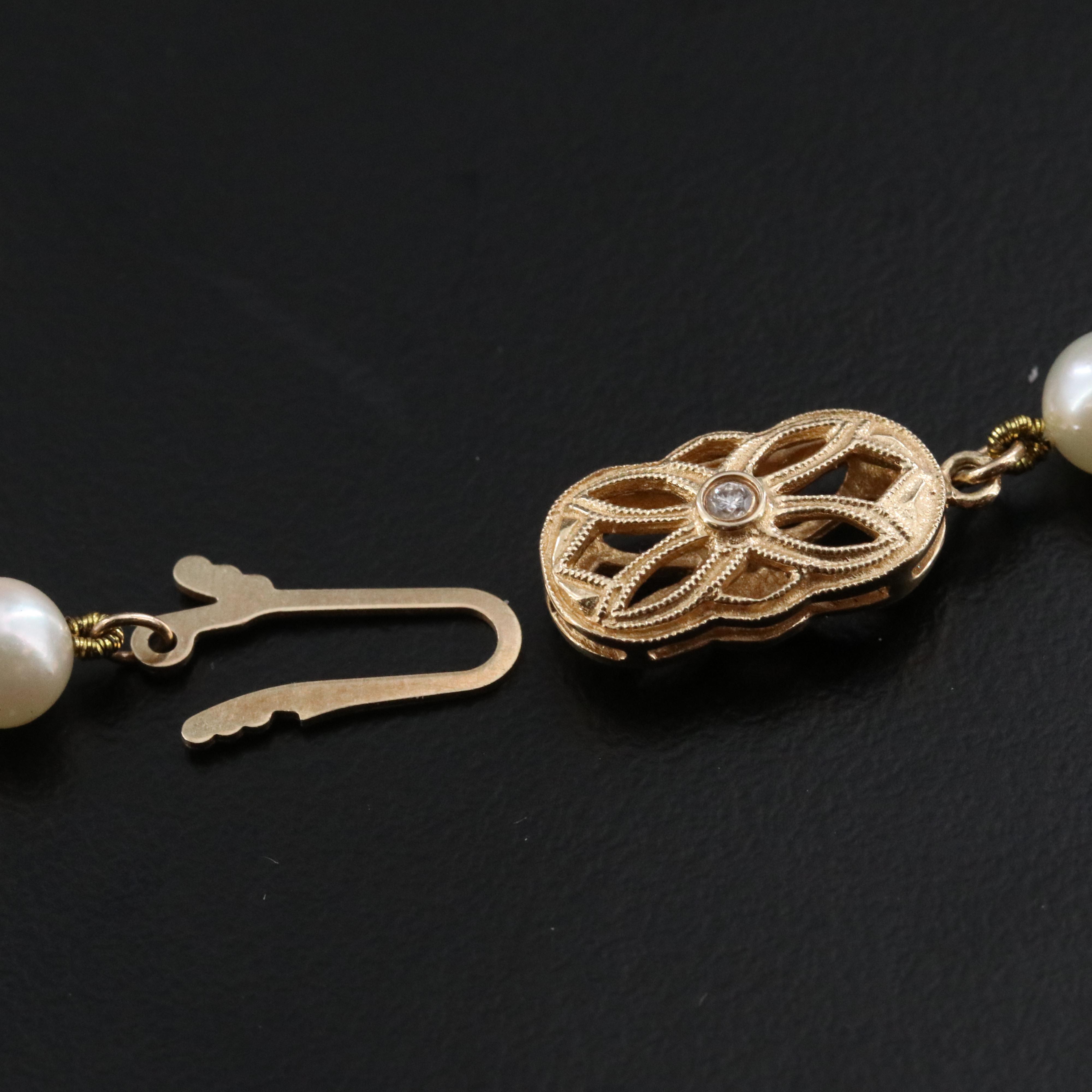 Zales Signature by Mikimoto Pearl Necklace with 14K Diamond Clasp