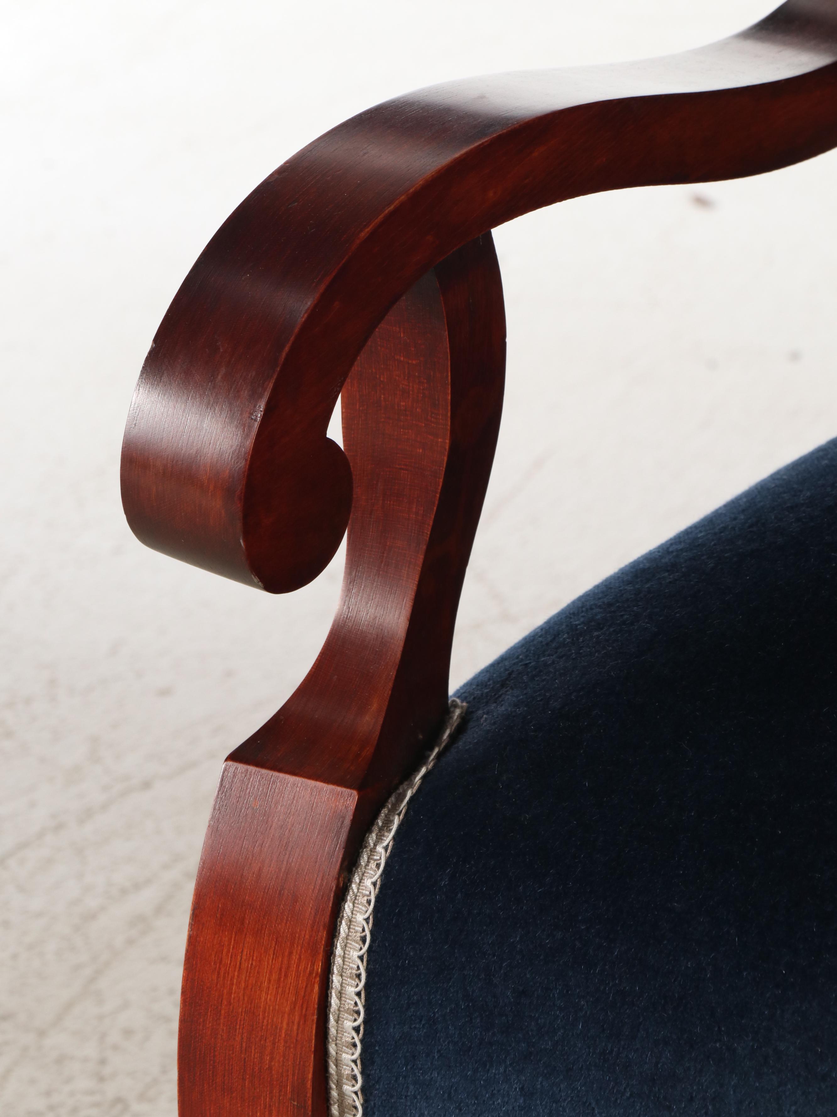 Empire Revival Mahogany Salon Suite with Settee and Three Chairs