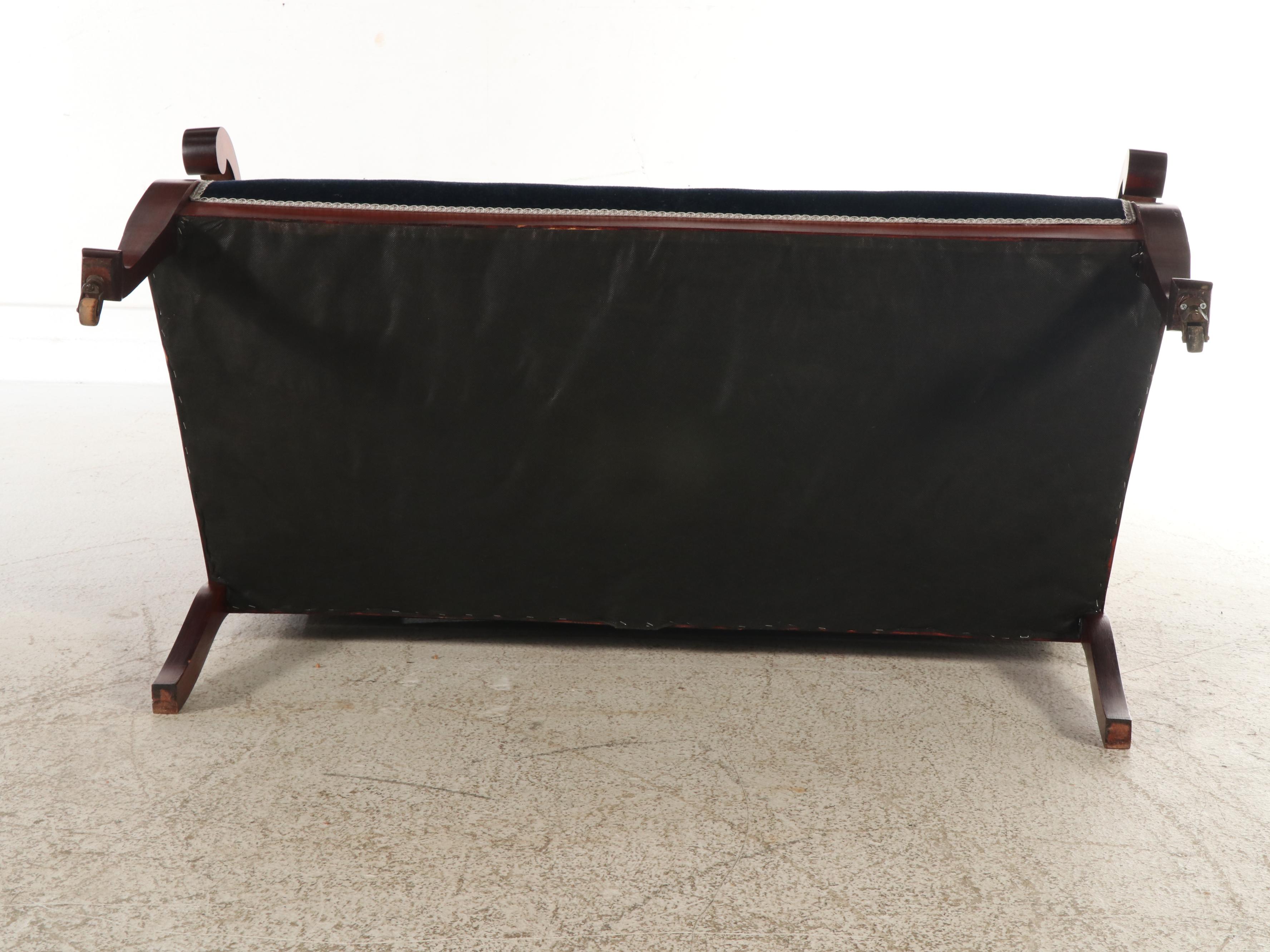 Empire Revival Mahogany Salon Suite with Settee and Three Chairs