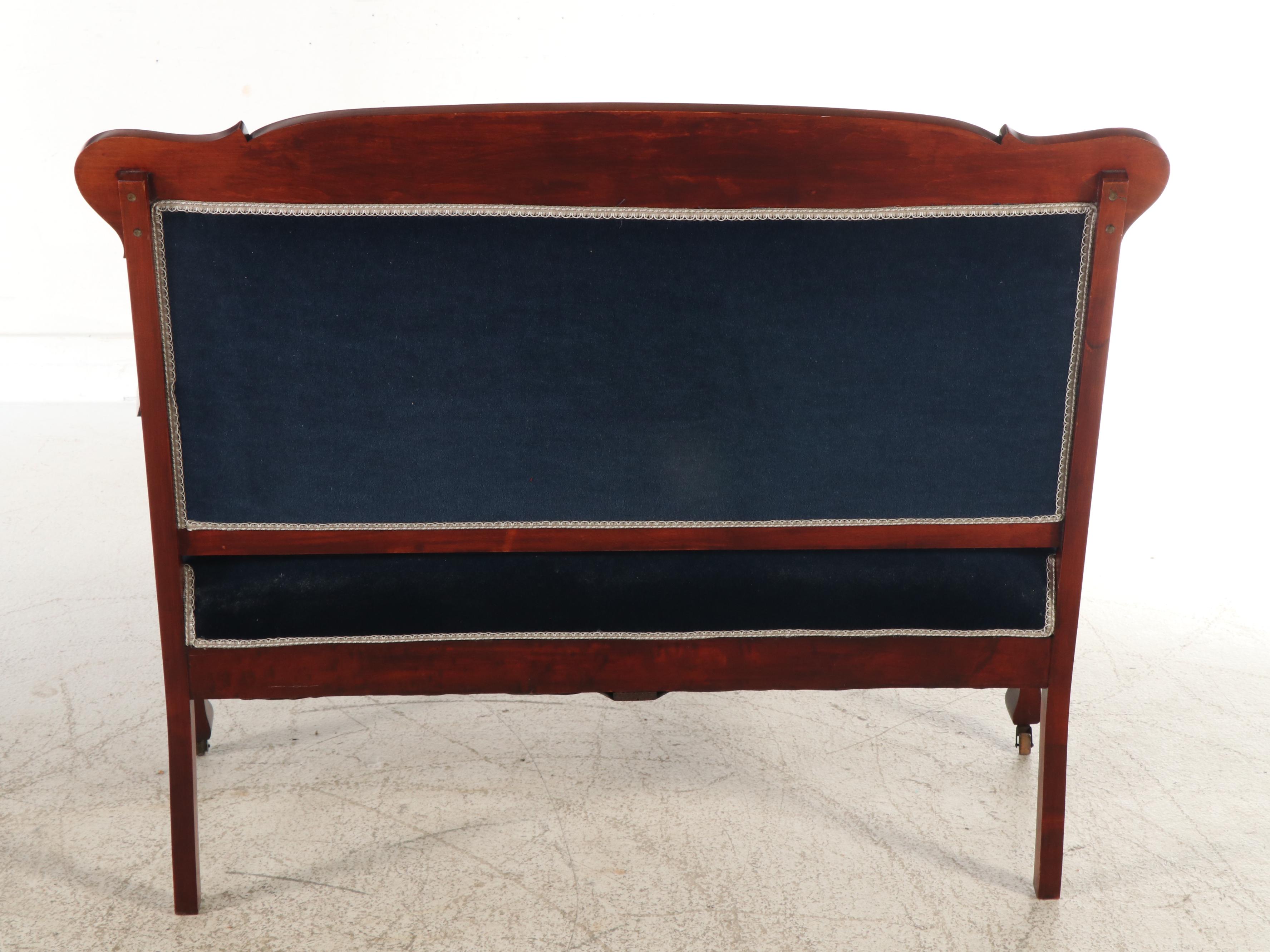 Empire Revival Mahogany Salon Suite with Settee and Three Chairs