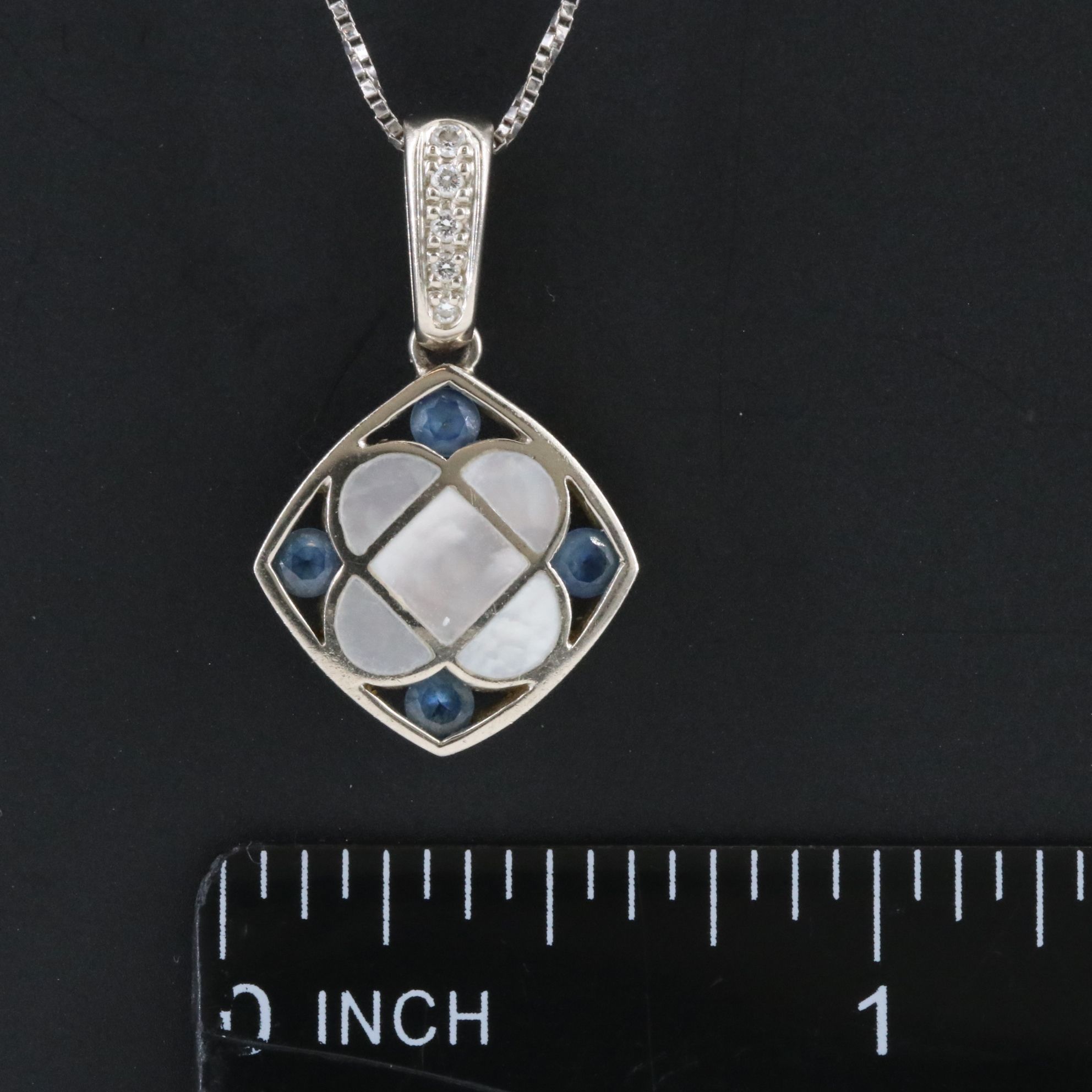 John Bagley 14K Sapphire, Mother-of-Pearl and Diamond Pendant Necklace