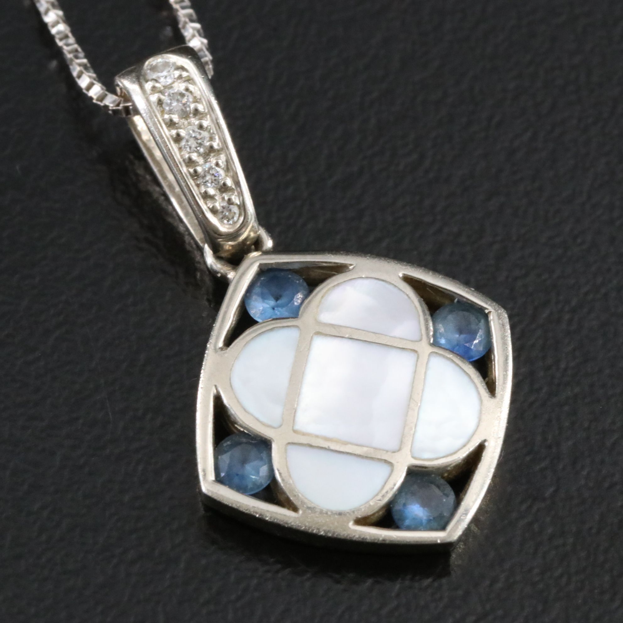 John Bagley 14K Sapphire, Mother-of-Pearl and Diamond Pendant Necklace