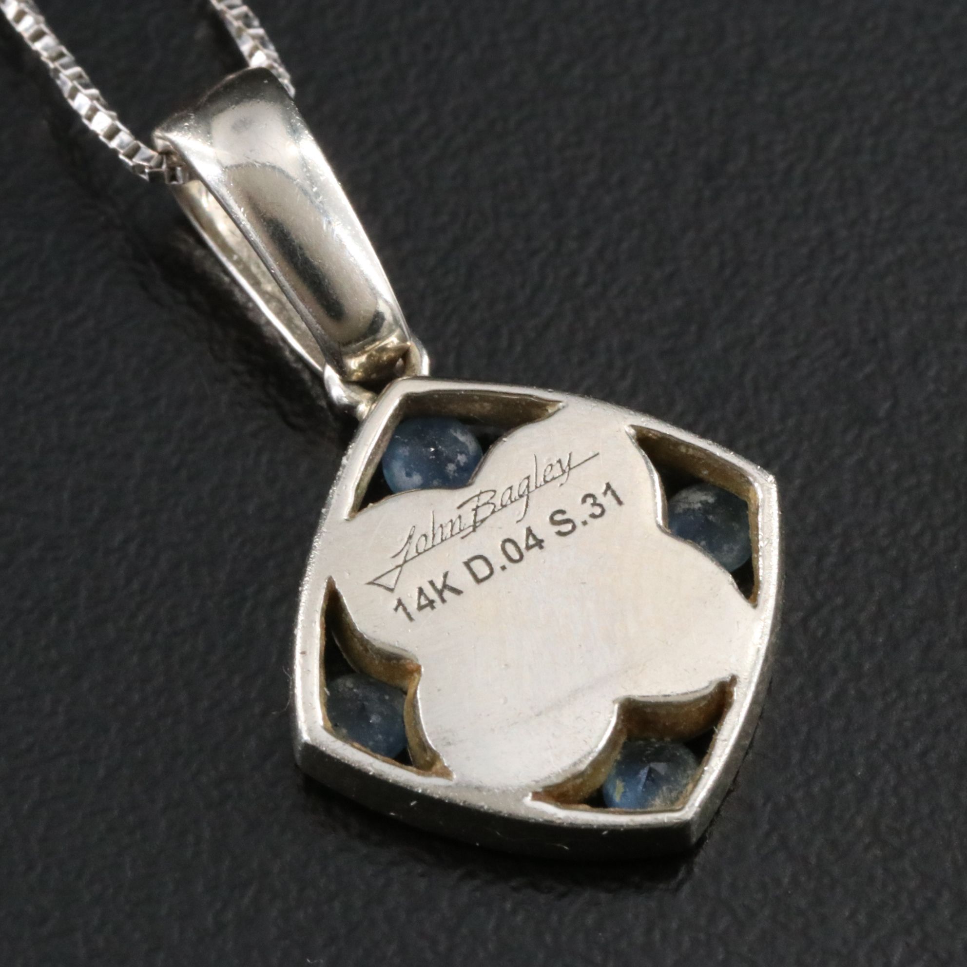 John Bagley 14K Sapphire, Mother-of-Pearl and Diamond Pendant Necklace