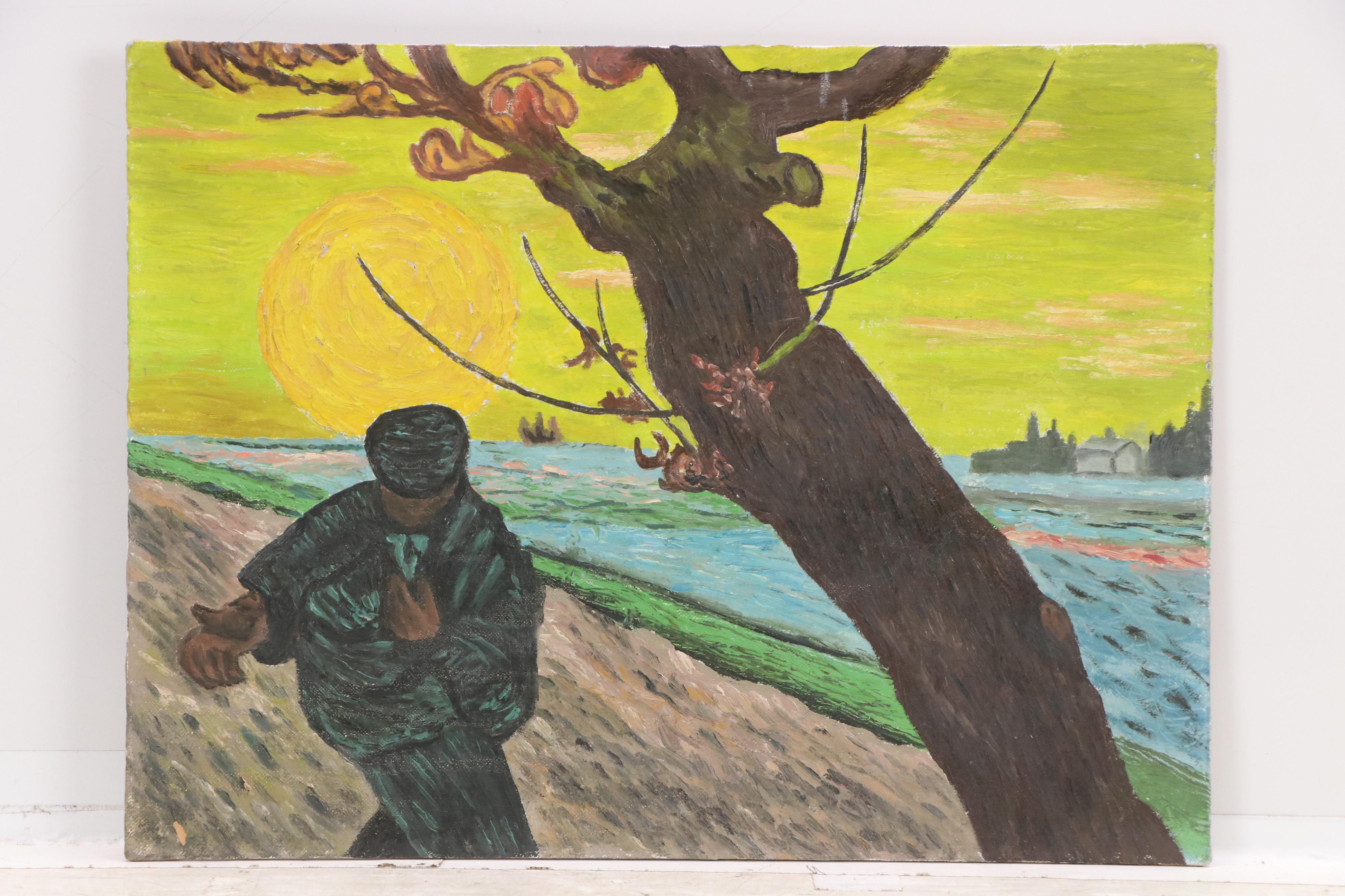 Lot of Three Tree-Themed Drawings and Paintings, 20th Century