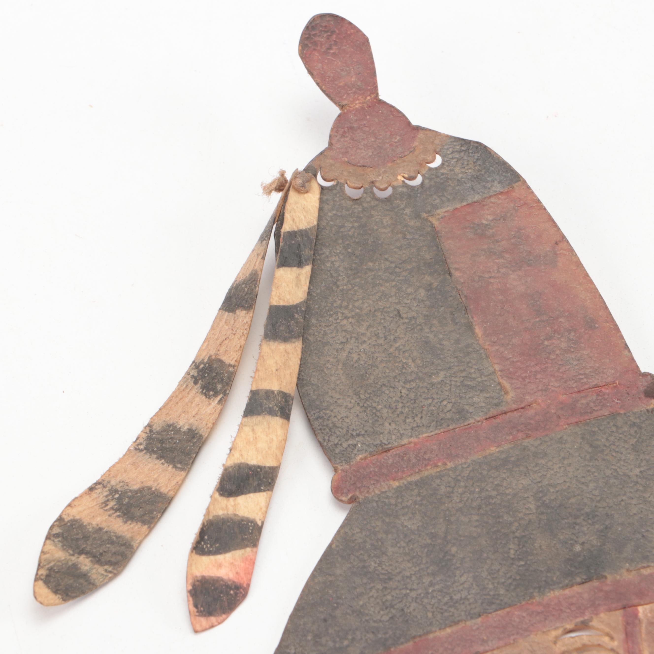 Chinese Male Painted Vellum Shadow Puppet Heads, Circa 1870