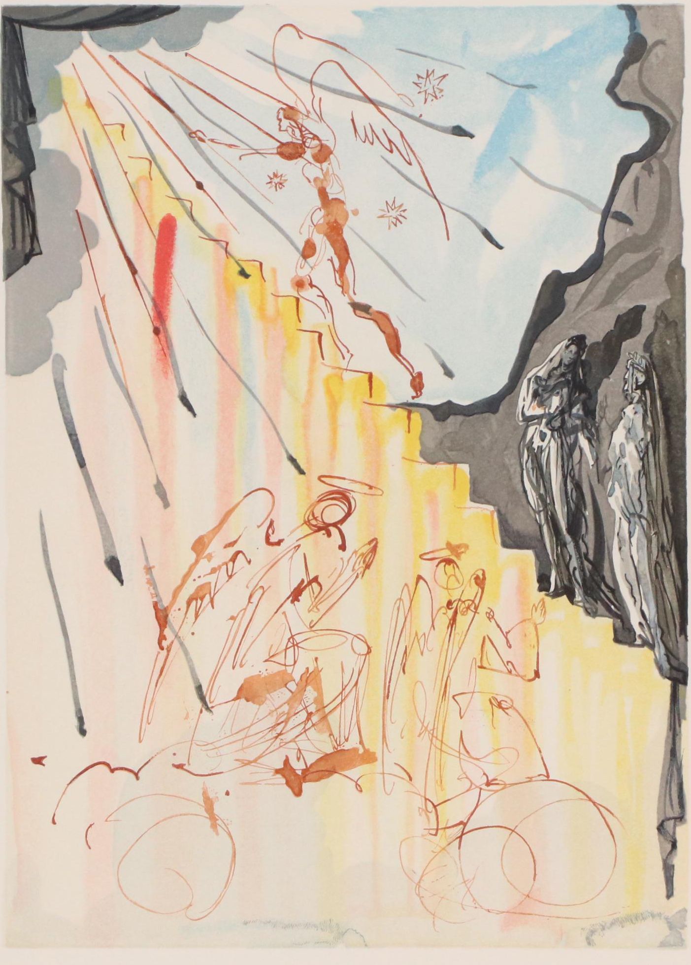 Salvador Dalí Wood Engraving "L'Échelle Mystique," 1960–64