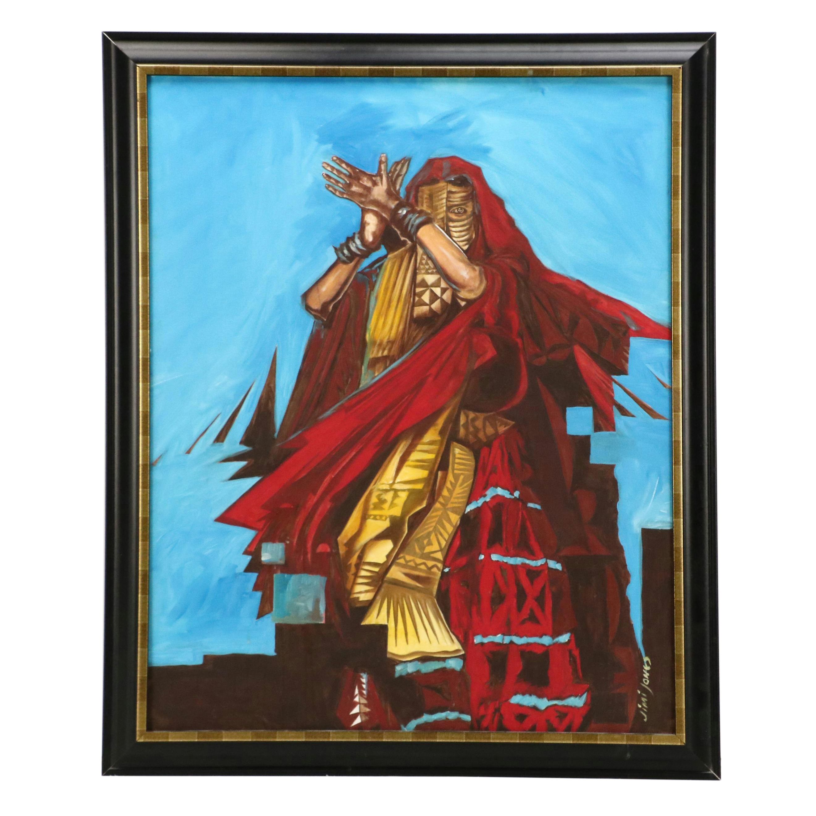 Jimi Jones Acrylic Painting of Bedouin Dancer