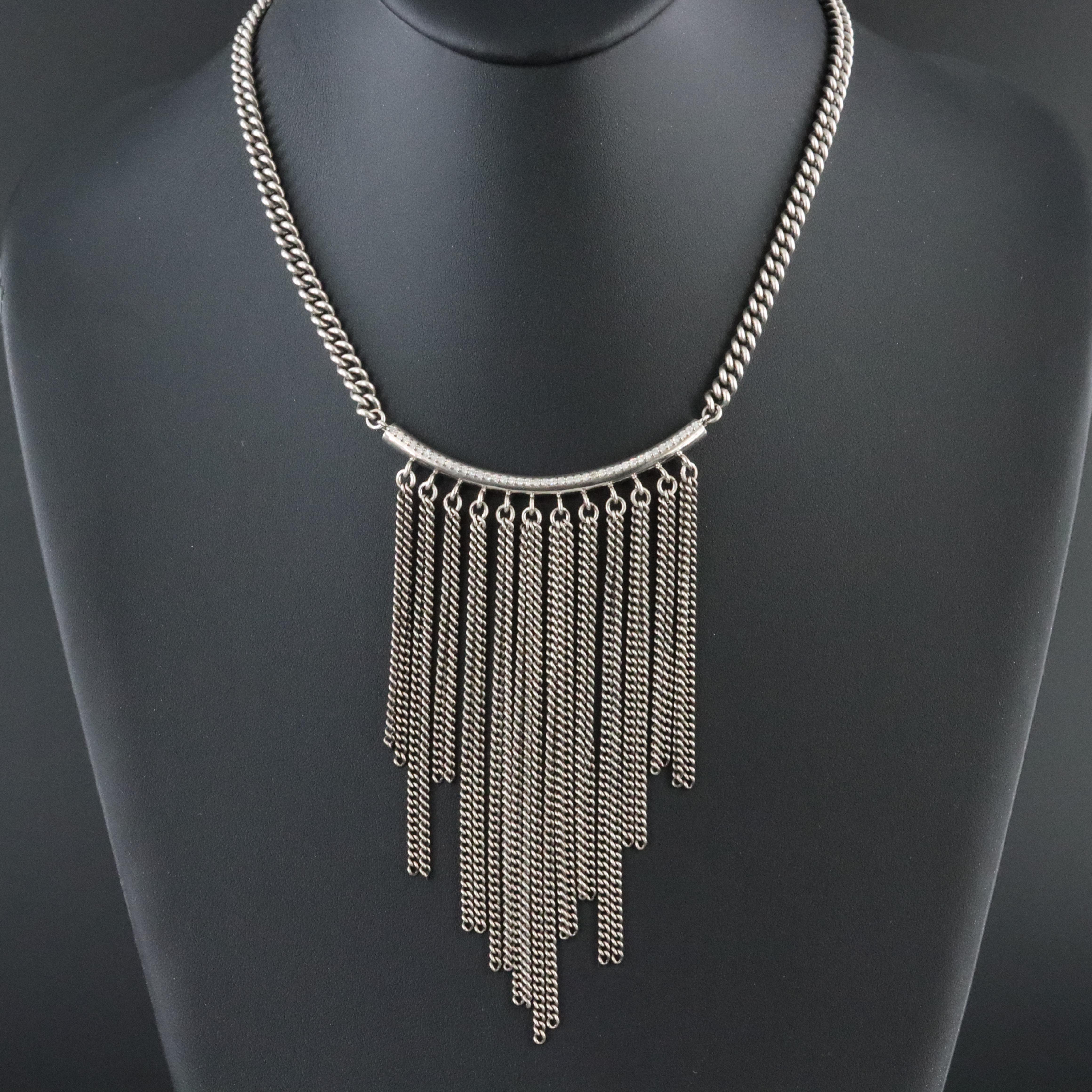 Sheryl Lowe Sterling Diamond Tassel Necklace