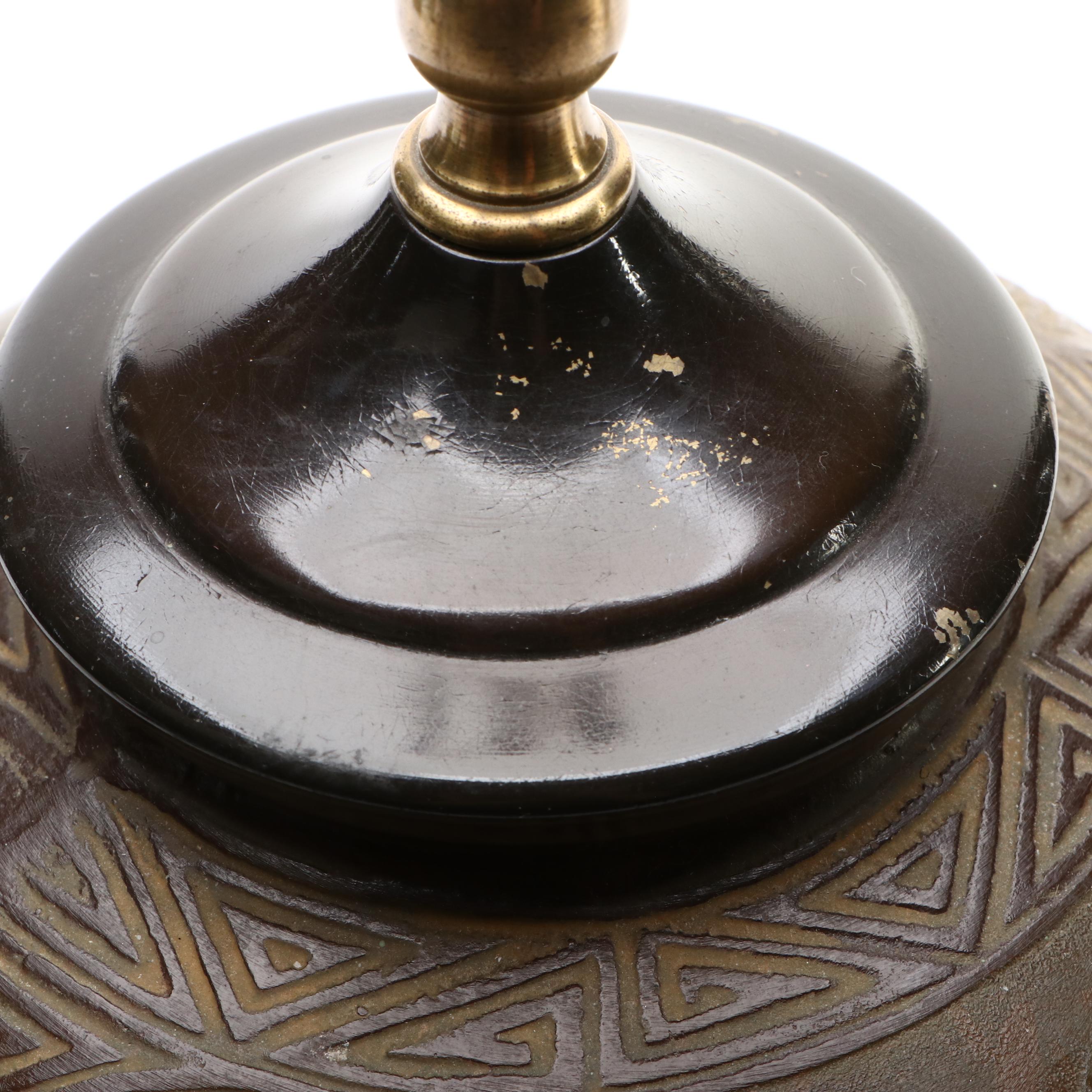 Dinkelspiel Japanese Bronze Relief Floral Table Lamp, Late 20th Century