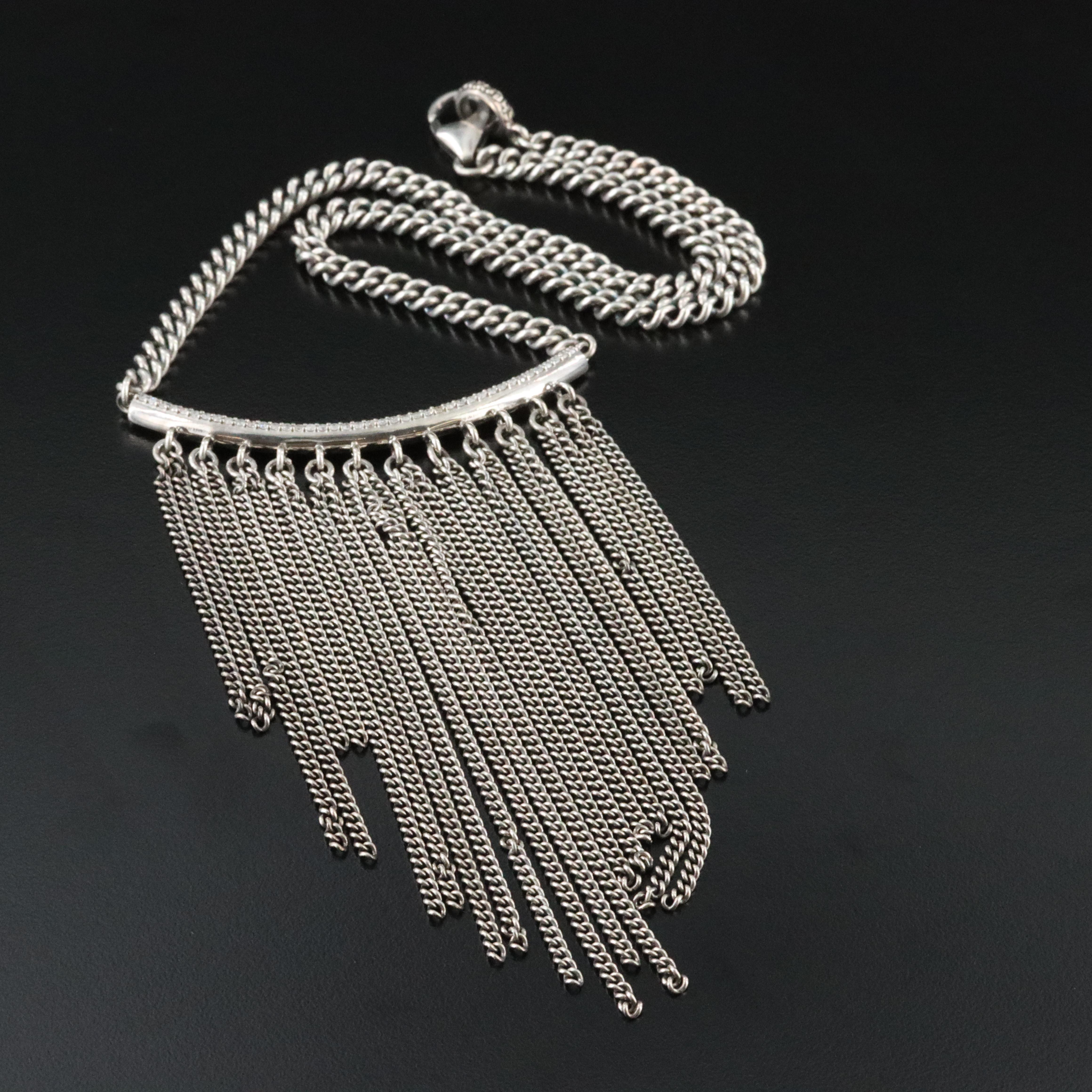 Sheryl Lowe Sterling Diamond Tassel Necklace
