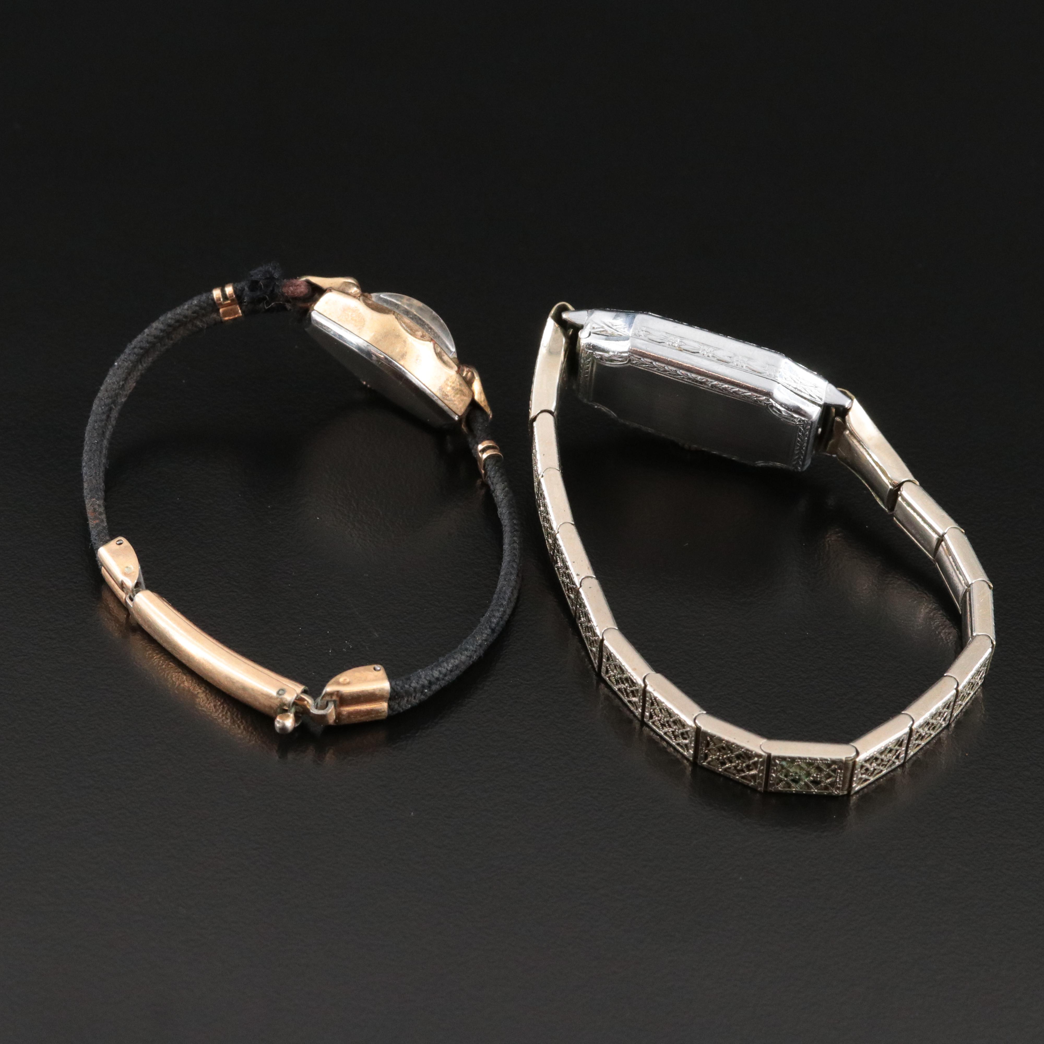 Vintage Eton Filigree and Elgin Corded Stem Wind Watches