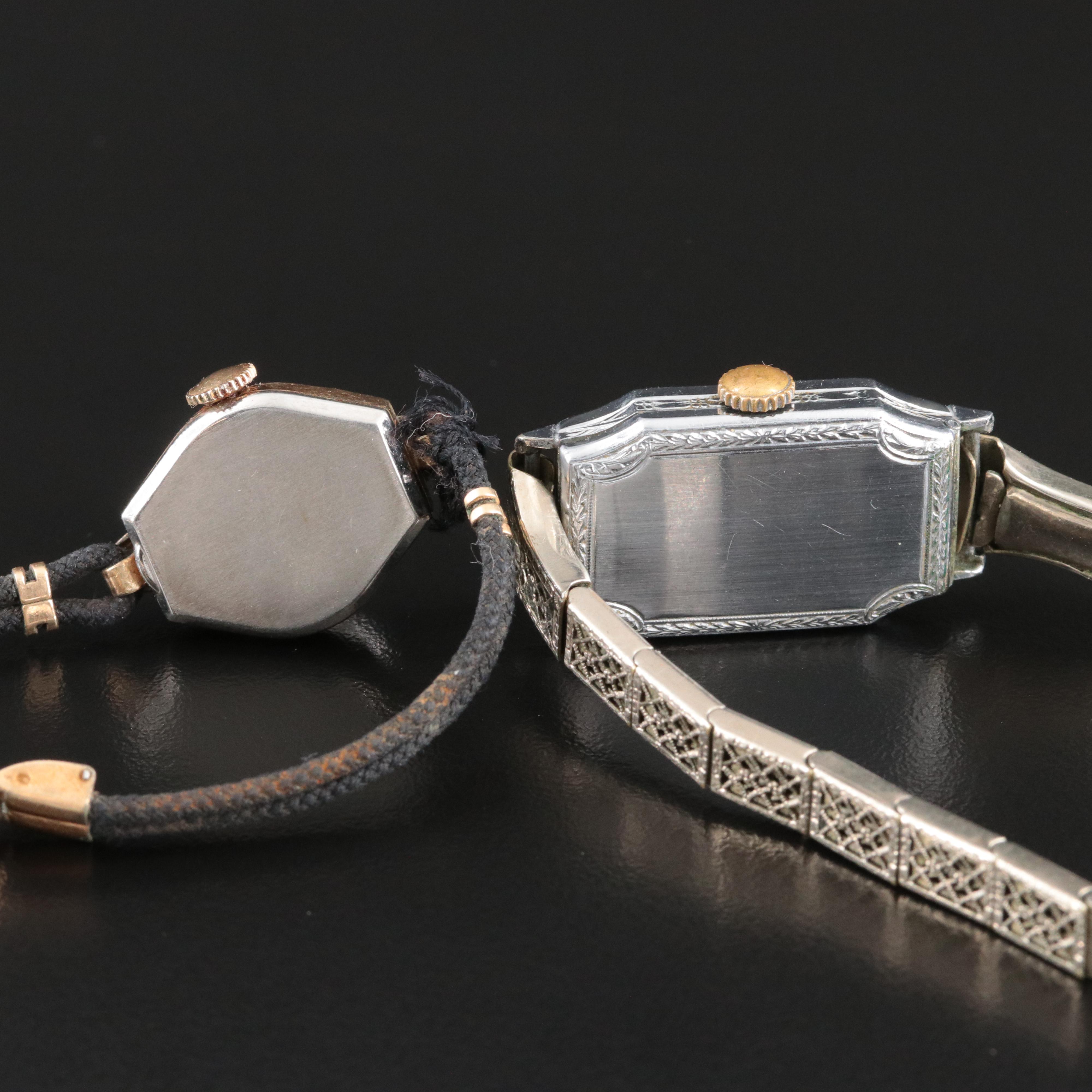 Vintage Eton Filigree and Elgin Corded Stem Wind Watches