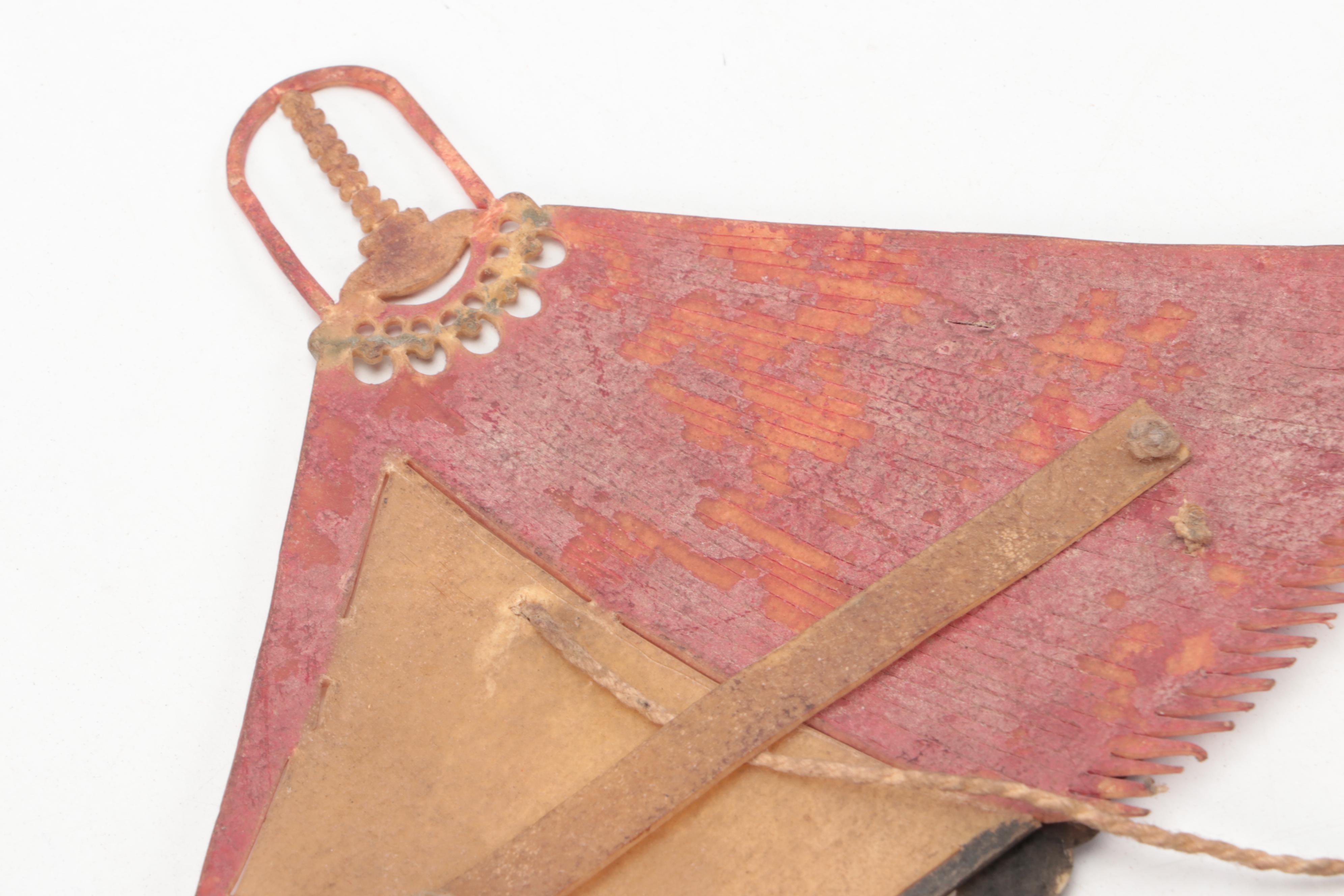 Chinese Painted Vellum Hat and Head with Hair Beard Shadow Puppet Accessories