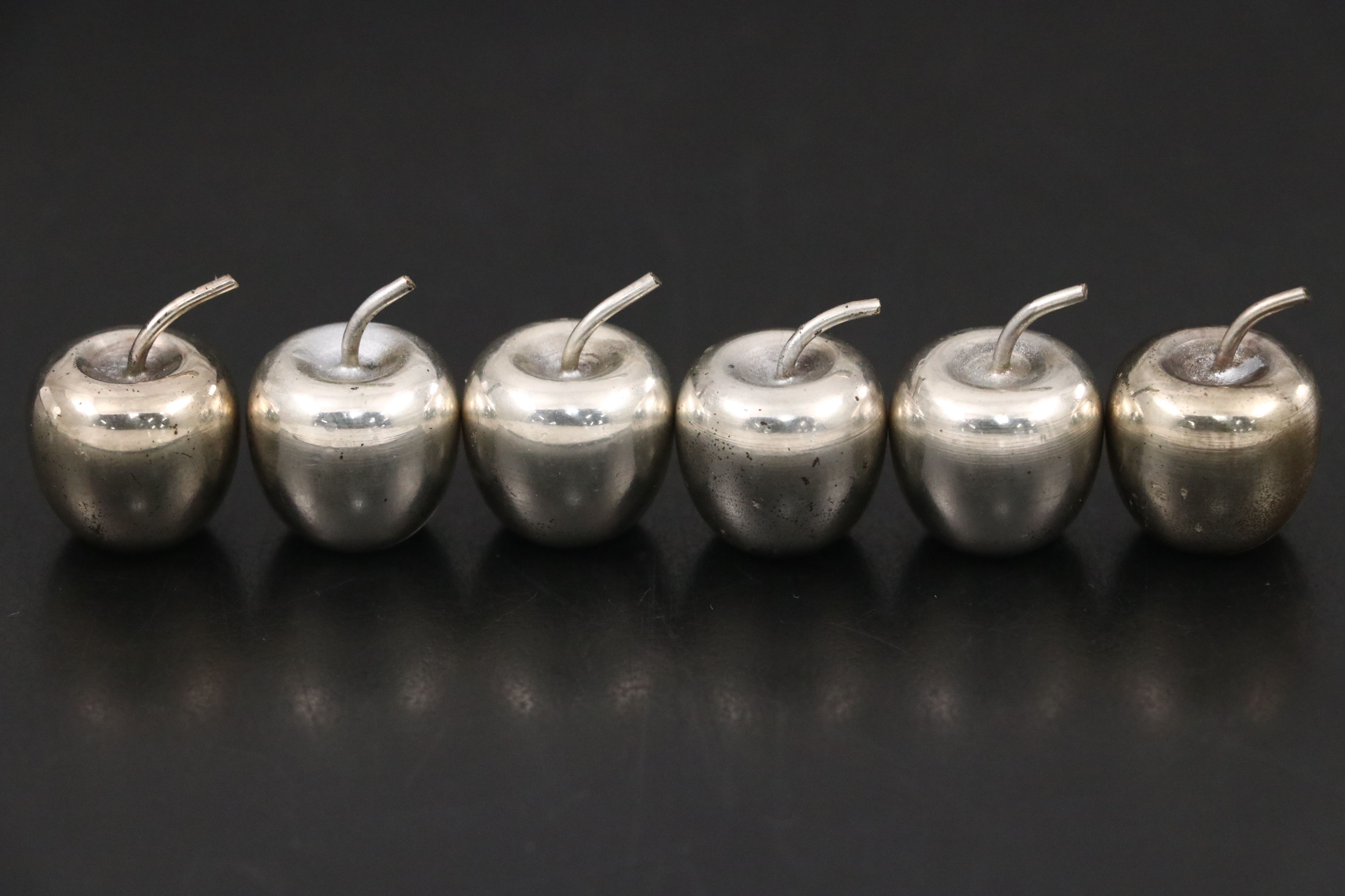 Vintage Wako Japanese Silver Plate Apple-Form Place Card Holders