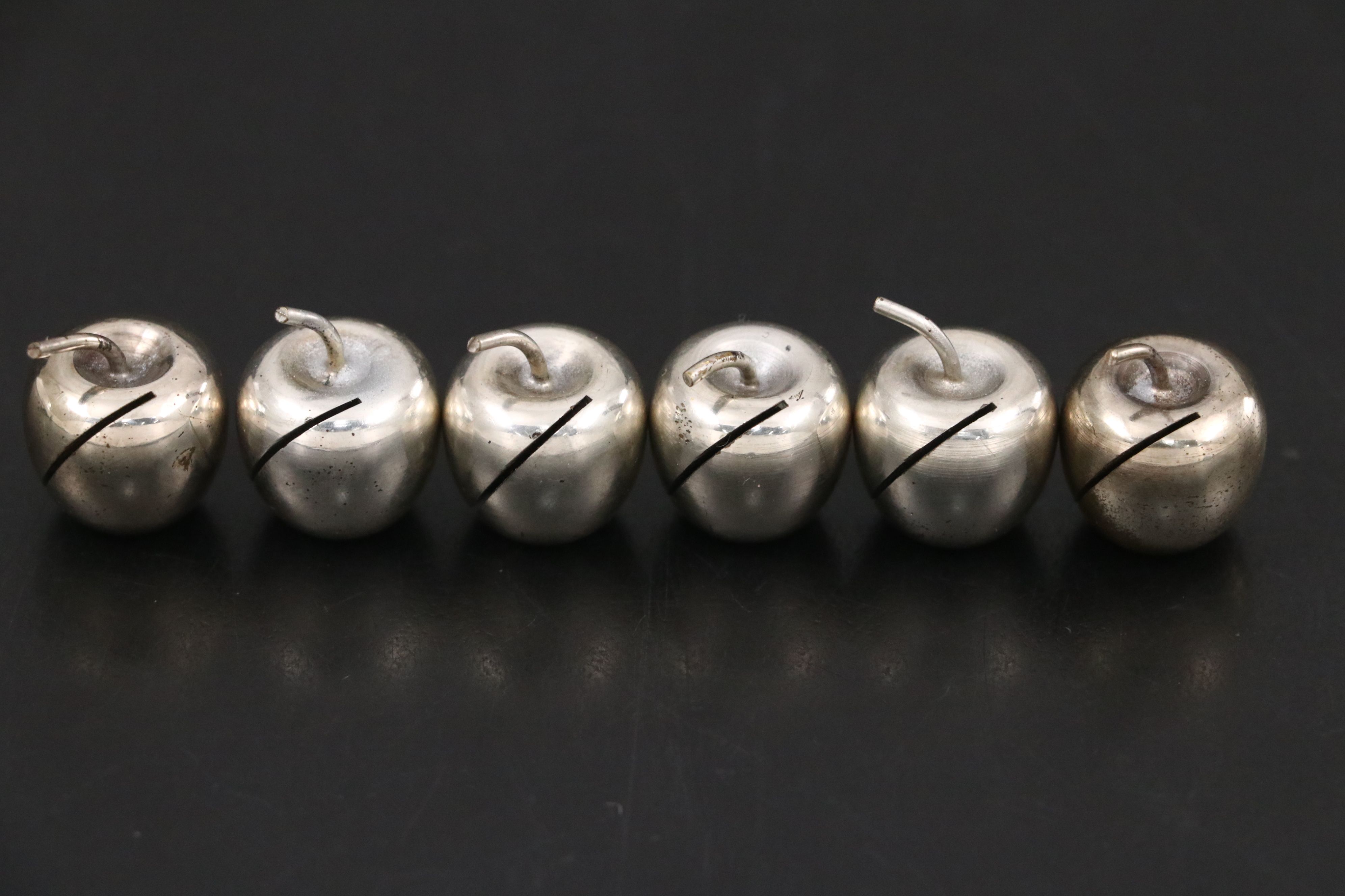 Vintage Wako Japanese Silver Plate Apple-Form Place Card Holders