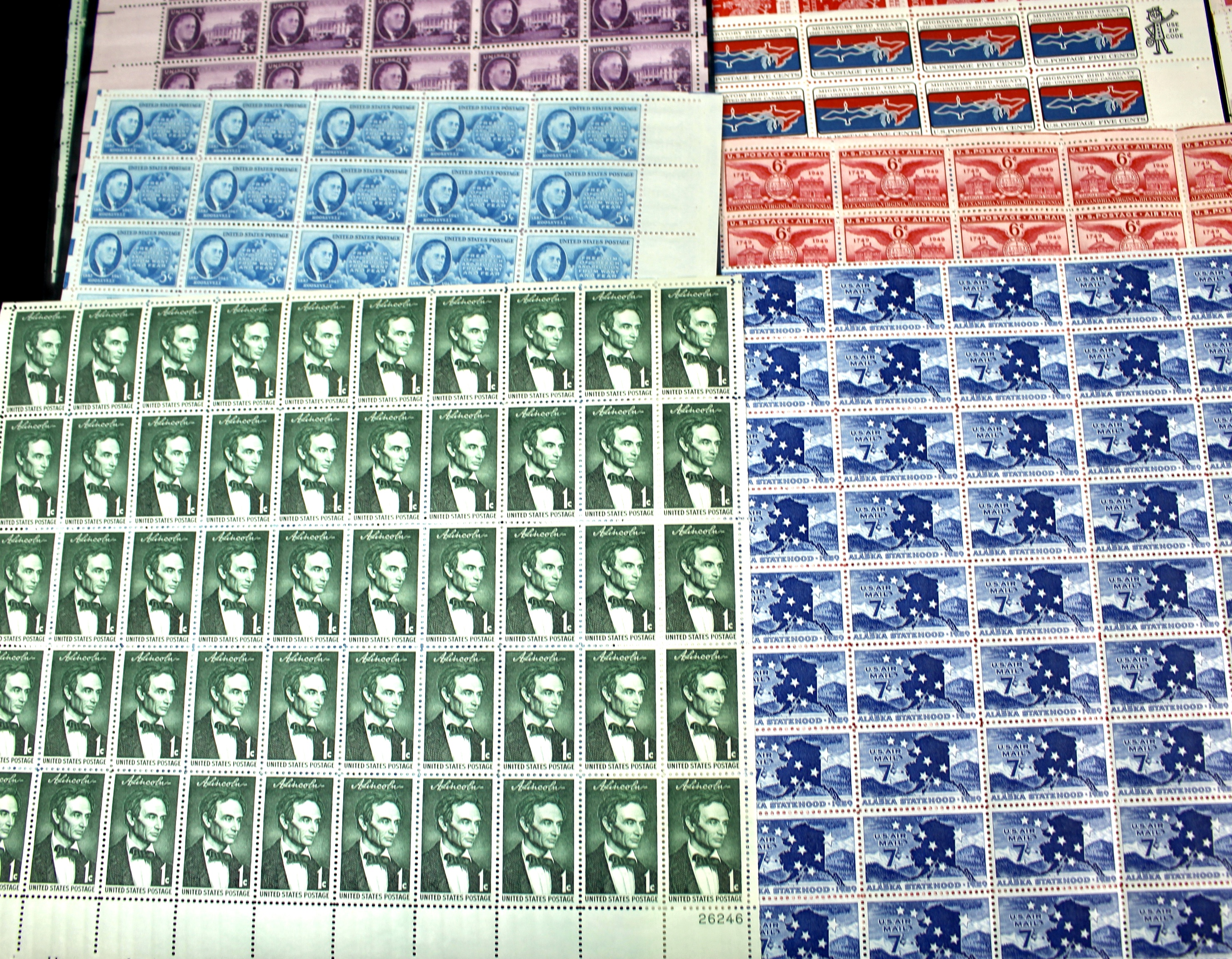 U.S. Sheets of Stamps Collection Including Complete FDR Series