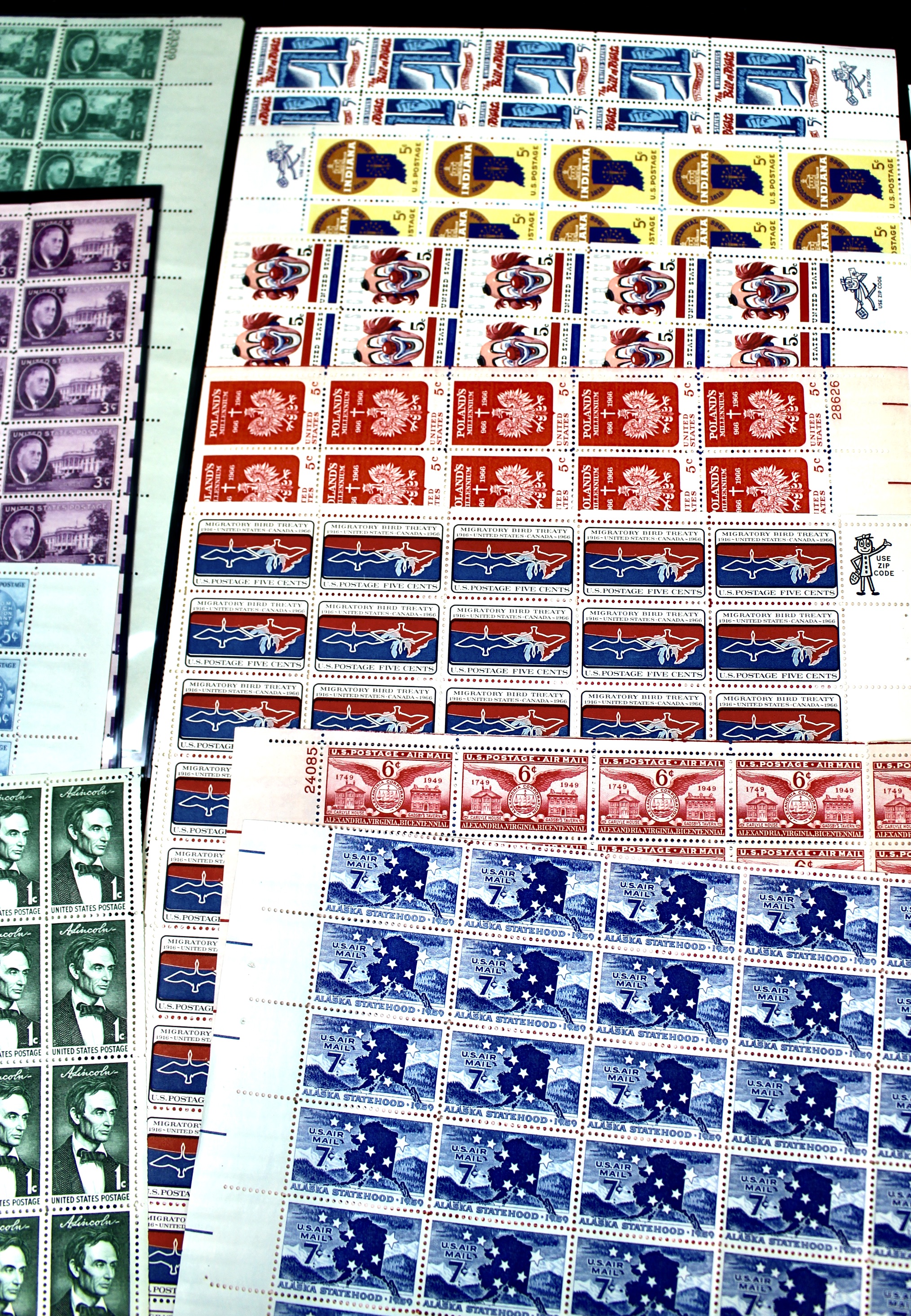 U.S. Sheets of Stamps Collection Including Complete FDR Series