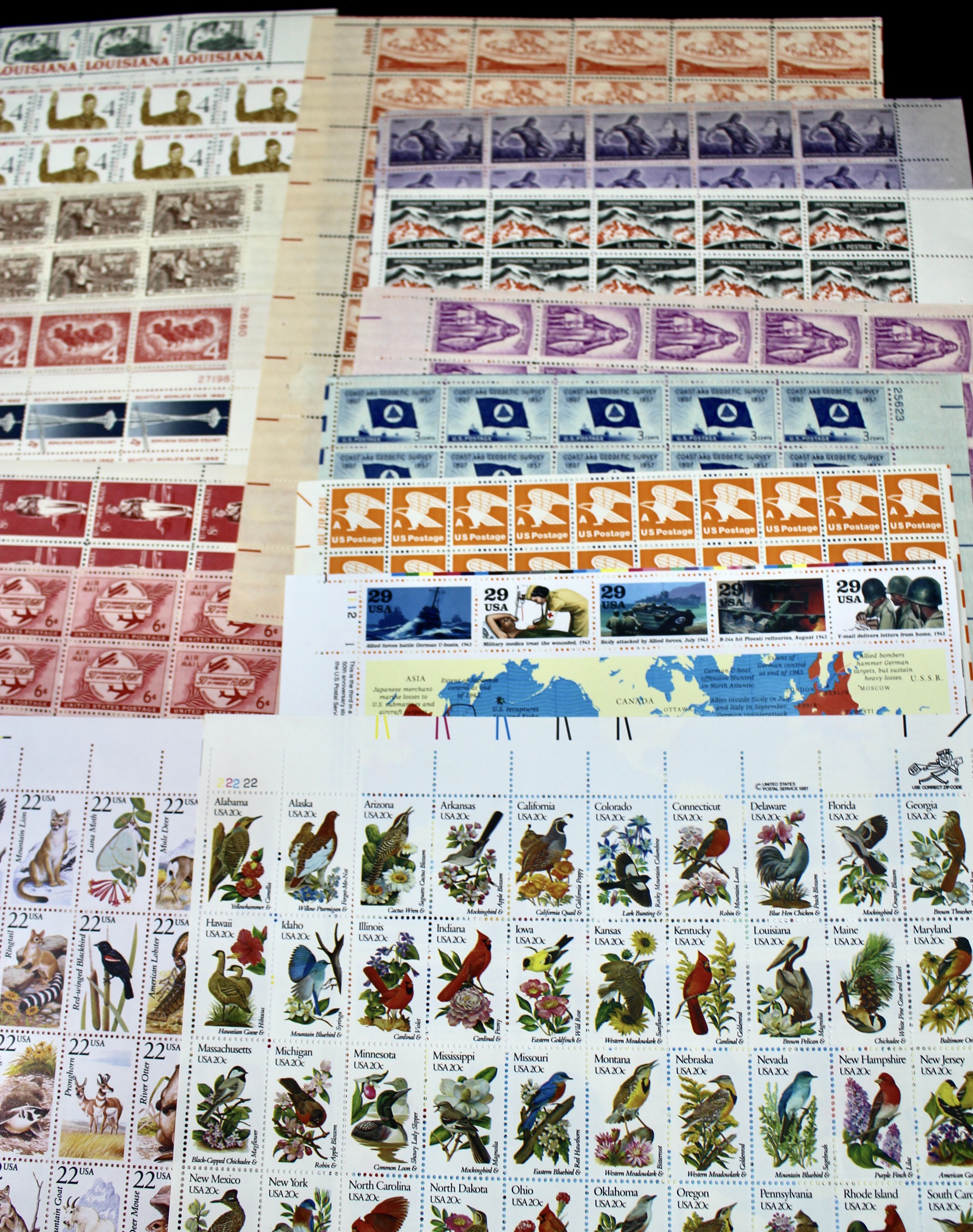 U.S. Sheets of Stamps Collection Including Complete FDR Series