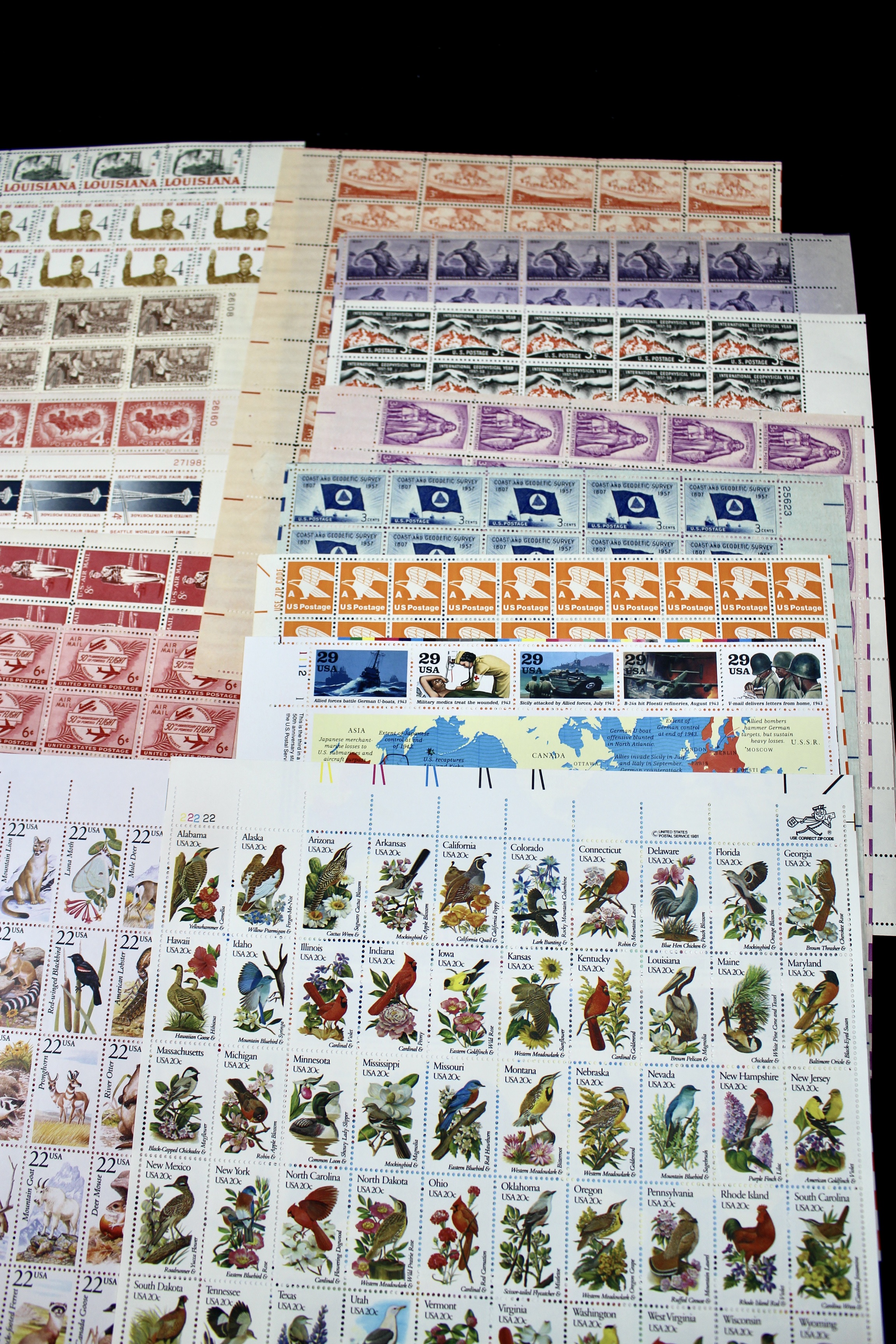 U.S. Sheets of Stamps Collection Including Complete FDR Series