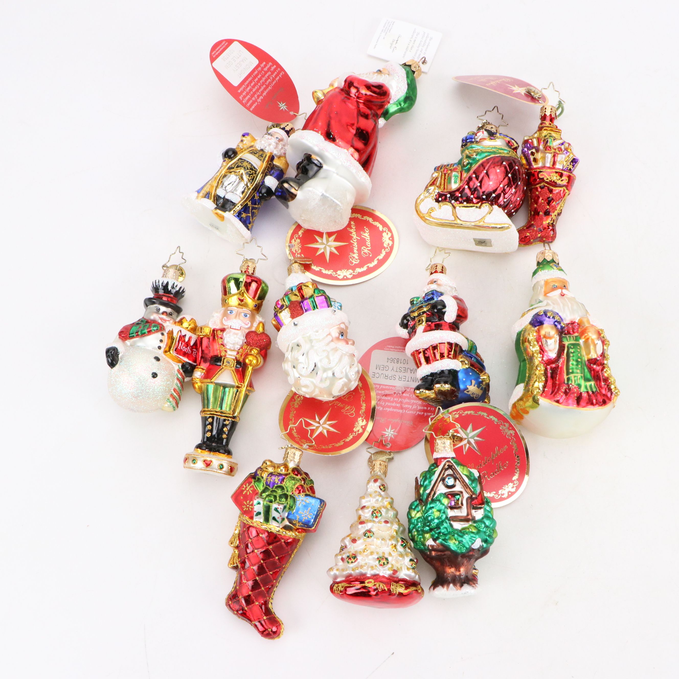 Christopher Radko "Scarlet Splendor Gem" and More Glass Christmas Tree Ornaments