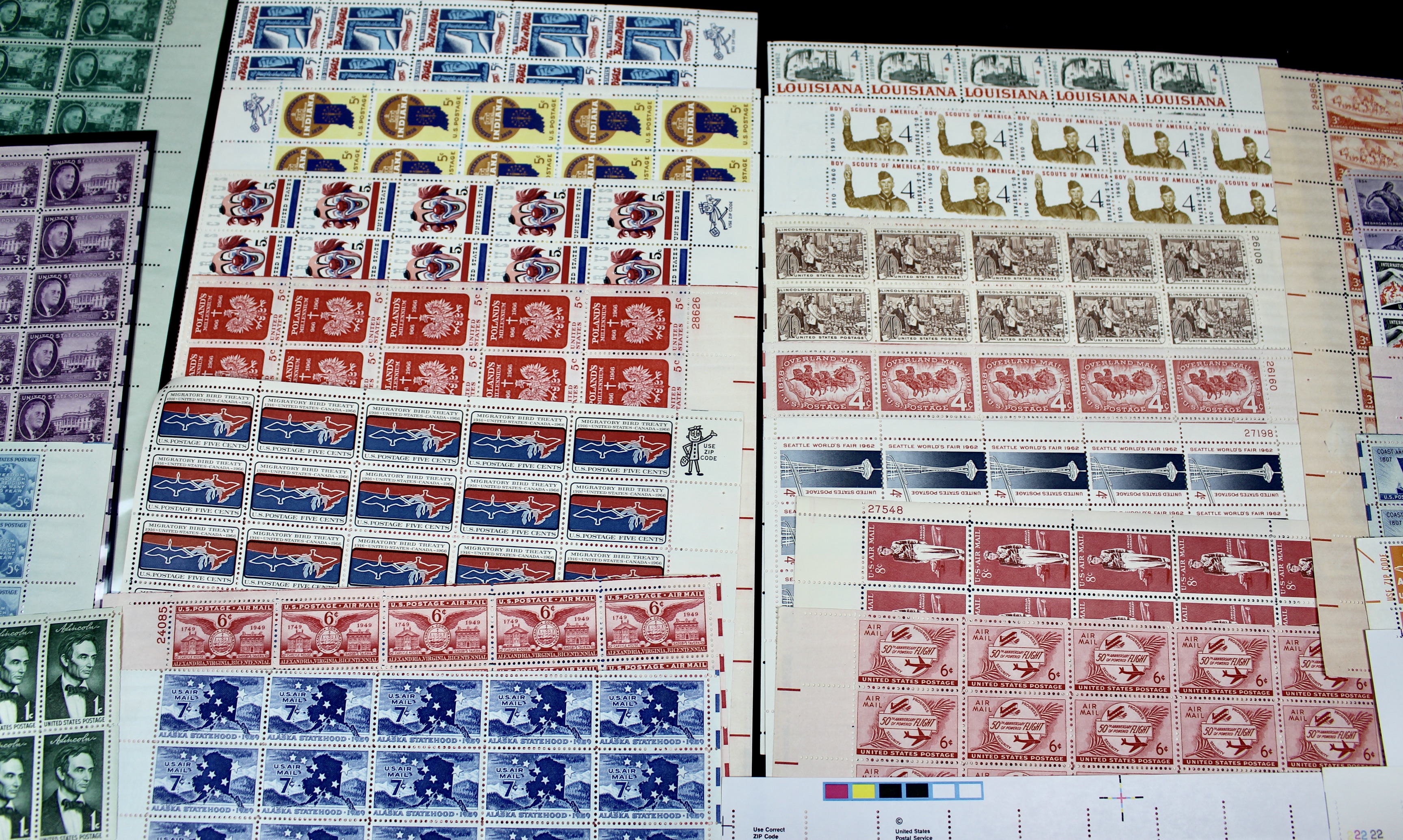 U.S. Sheets of Stamps Collection Including Complete FDR Series