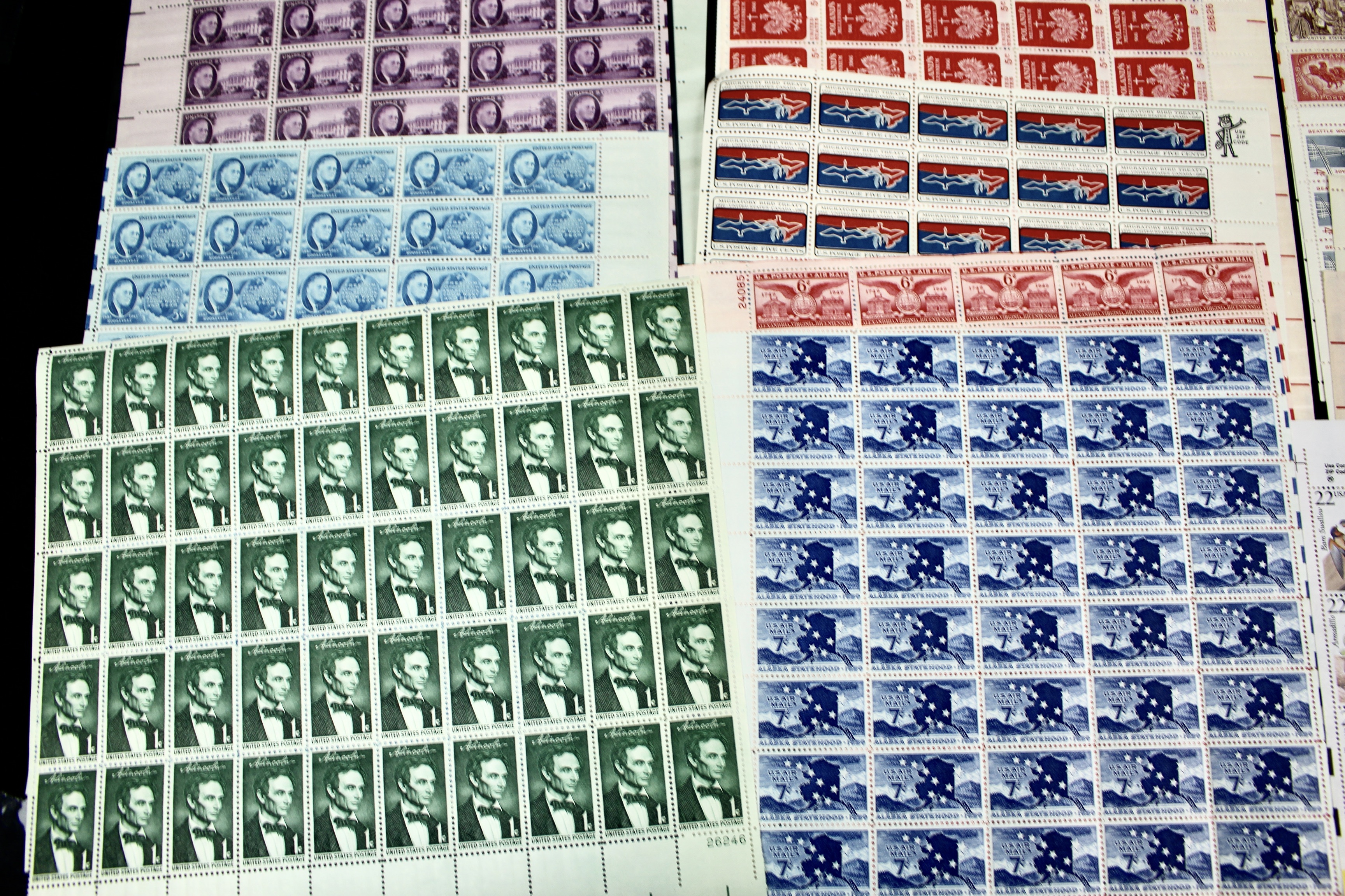 U.S. Sheets of Stamps Collection Including Complete FDR Series