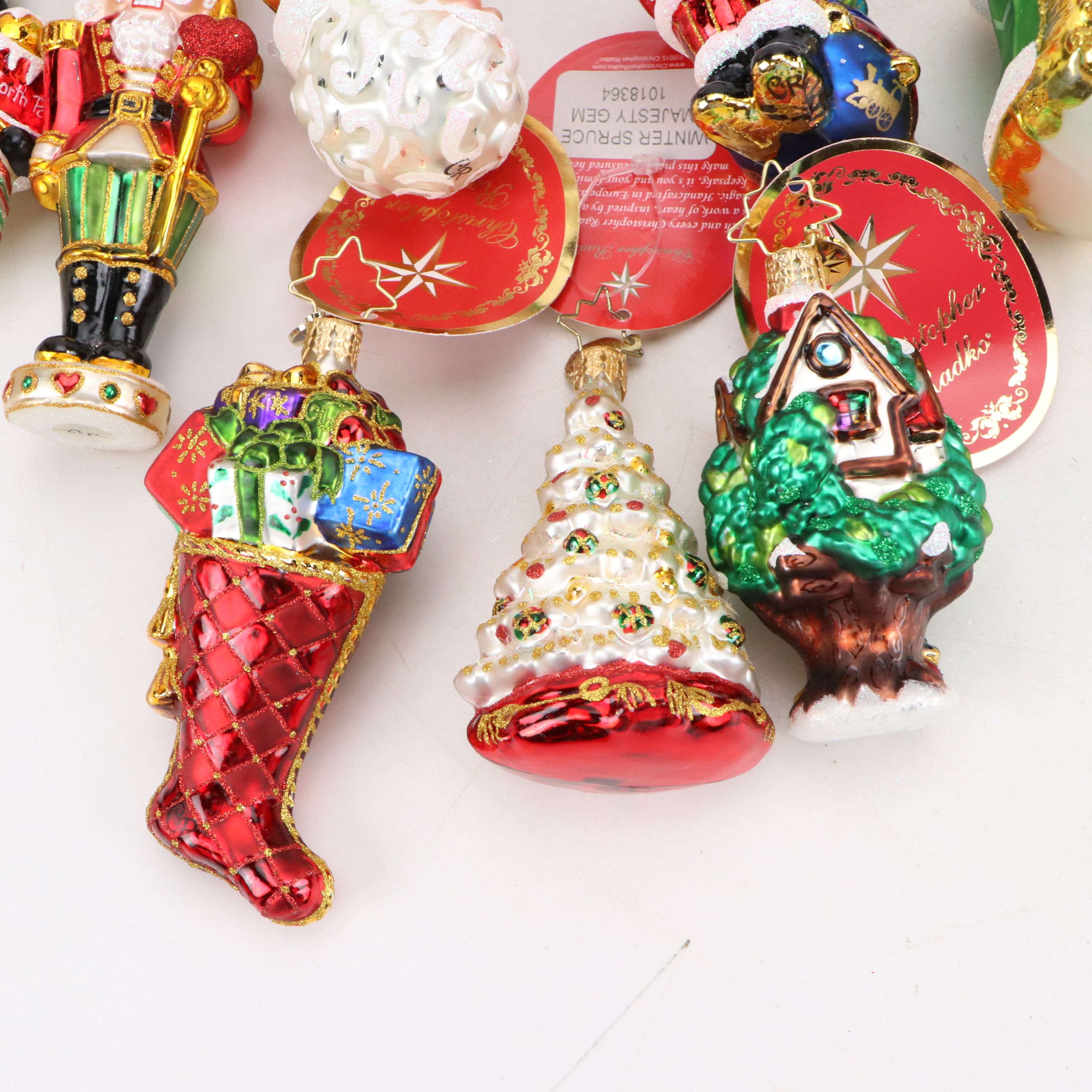 Christopher Radko "Scarlet Splendor Gem" and More Glass Christmas Tree Ornaments