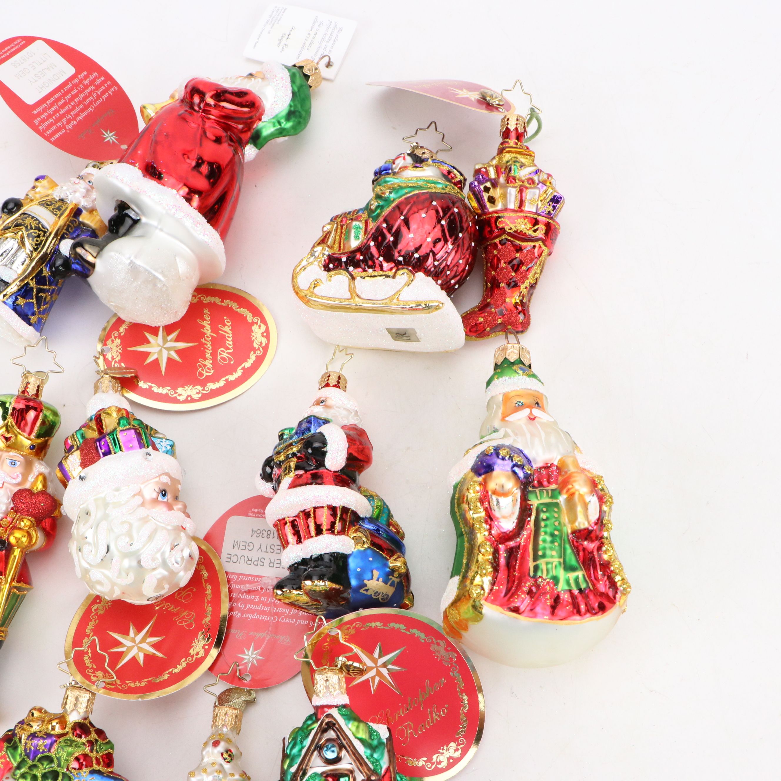 Christopher Radko "Scarlet Splendor Gem" and More Glass Christmas Tree Ornaments