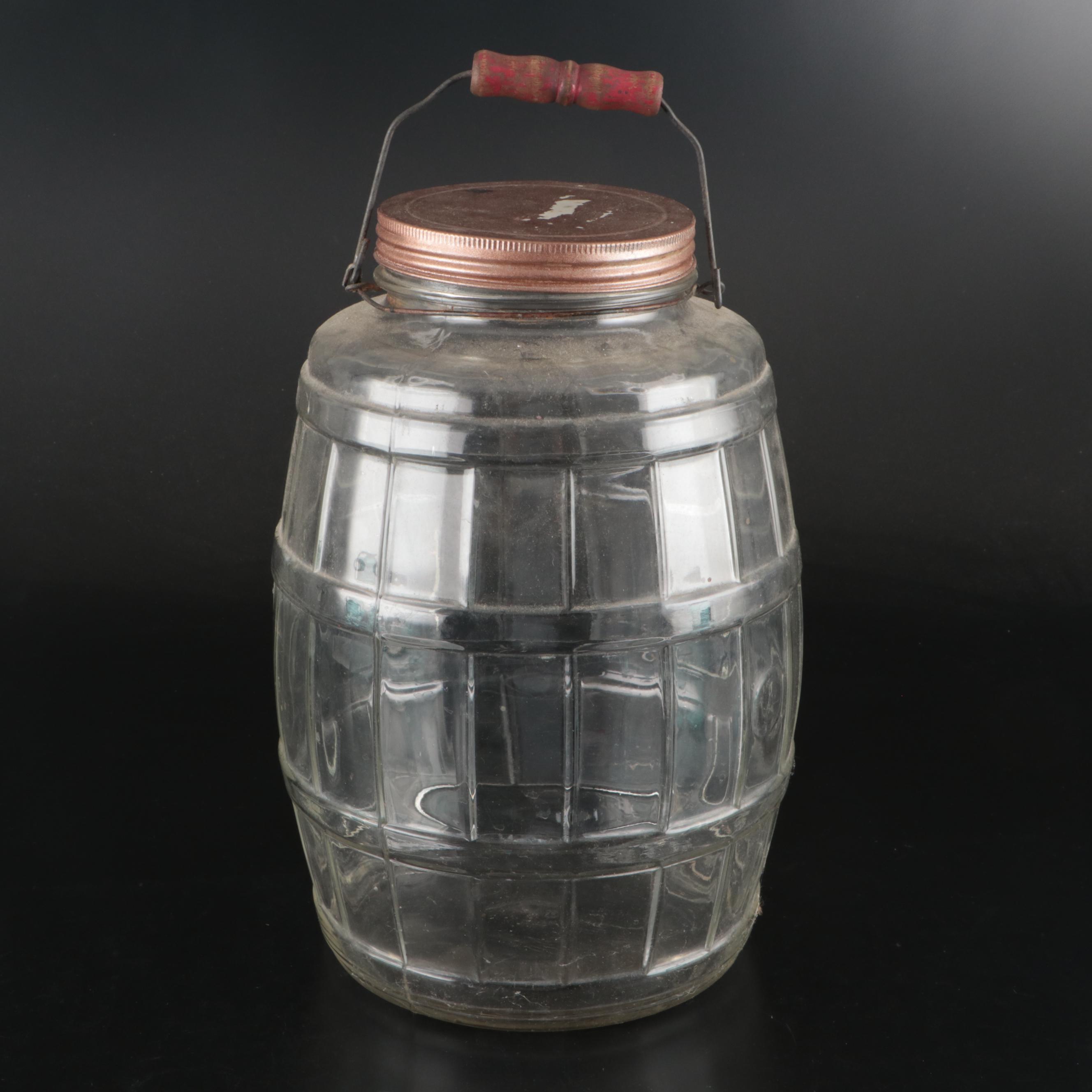 Vintage Barrel Pickle Jars with Other Canning Jars and Stones