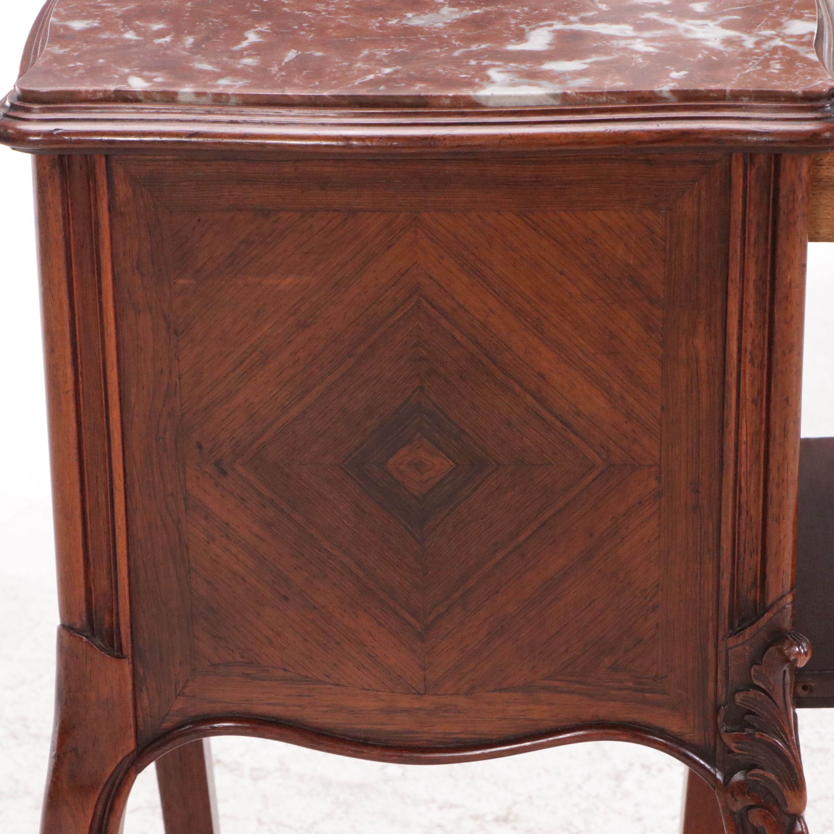 Louis XV Style Nightstand with Pink Marble Top