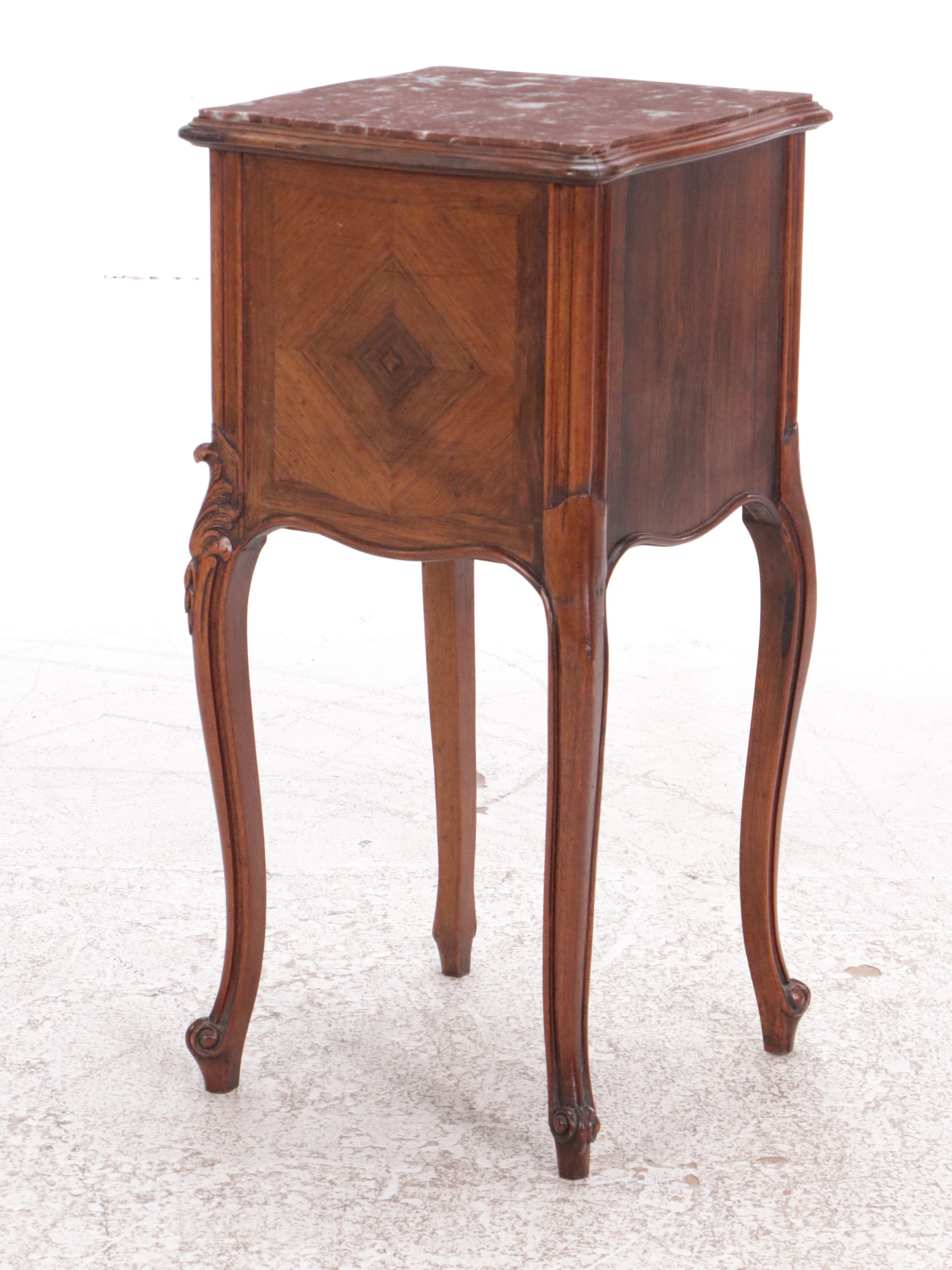 Louis XV Style Nightstand with Pink Marble Top