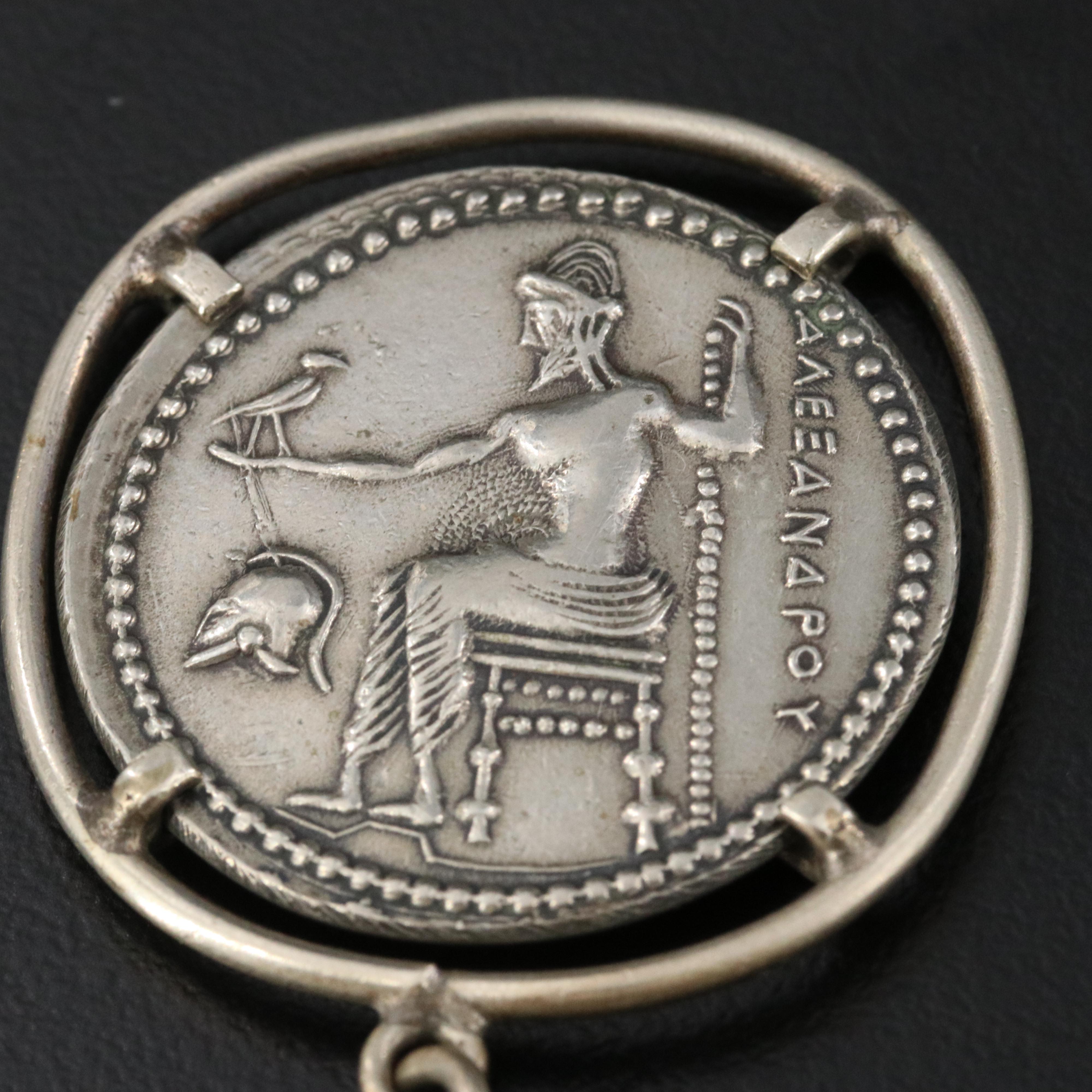 Replica Alexander the Great Coin Pendant on Sterling Chain